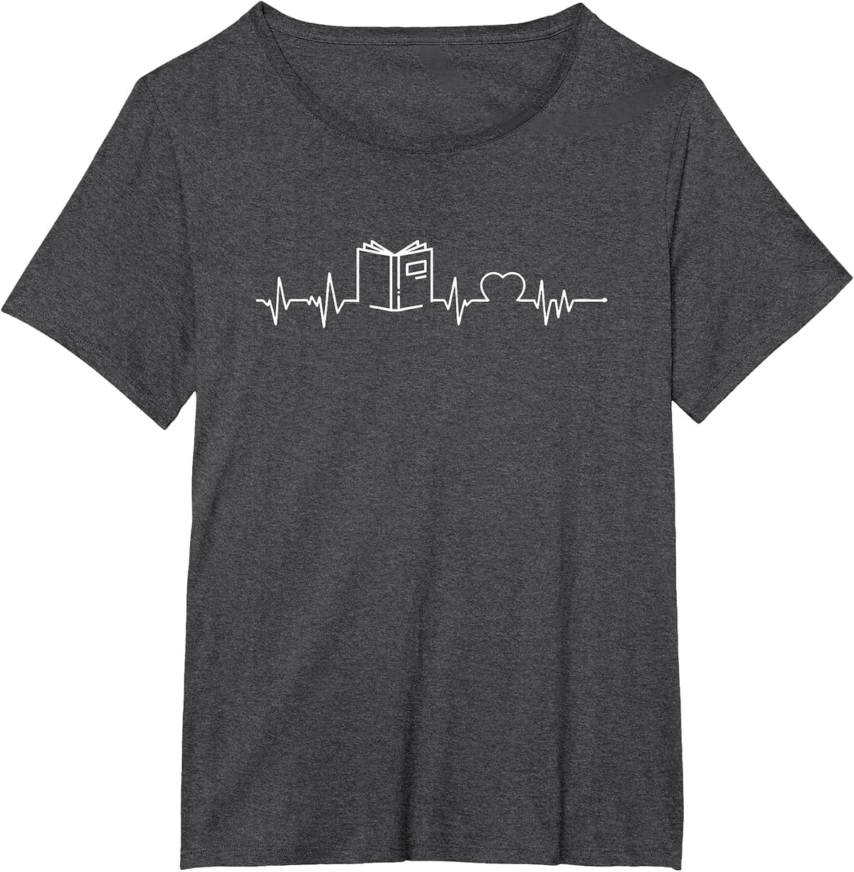 Love Books Heartbeat T-Shirt - Dark Heather Grey