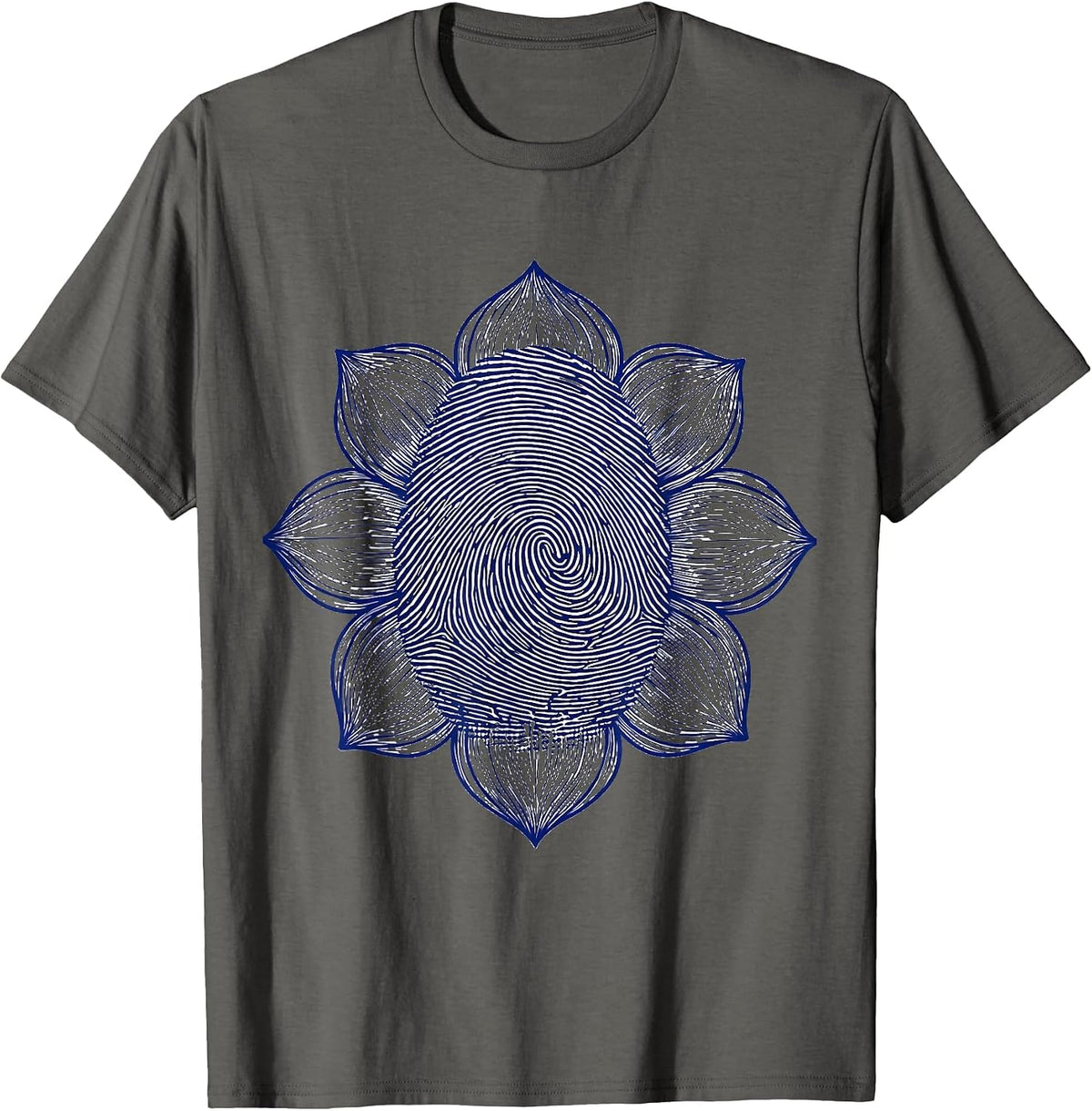 Autism Fingerprint Blooming Flower Graphic T-Shirt - Asphalt Grey