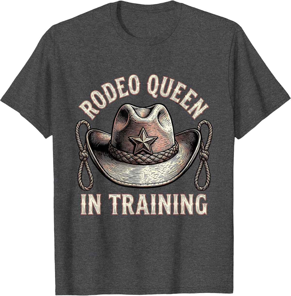 Men's Rodeo Queen In Training Girls Cowgirl Design T-Shirt - Dark Heather Grey