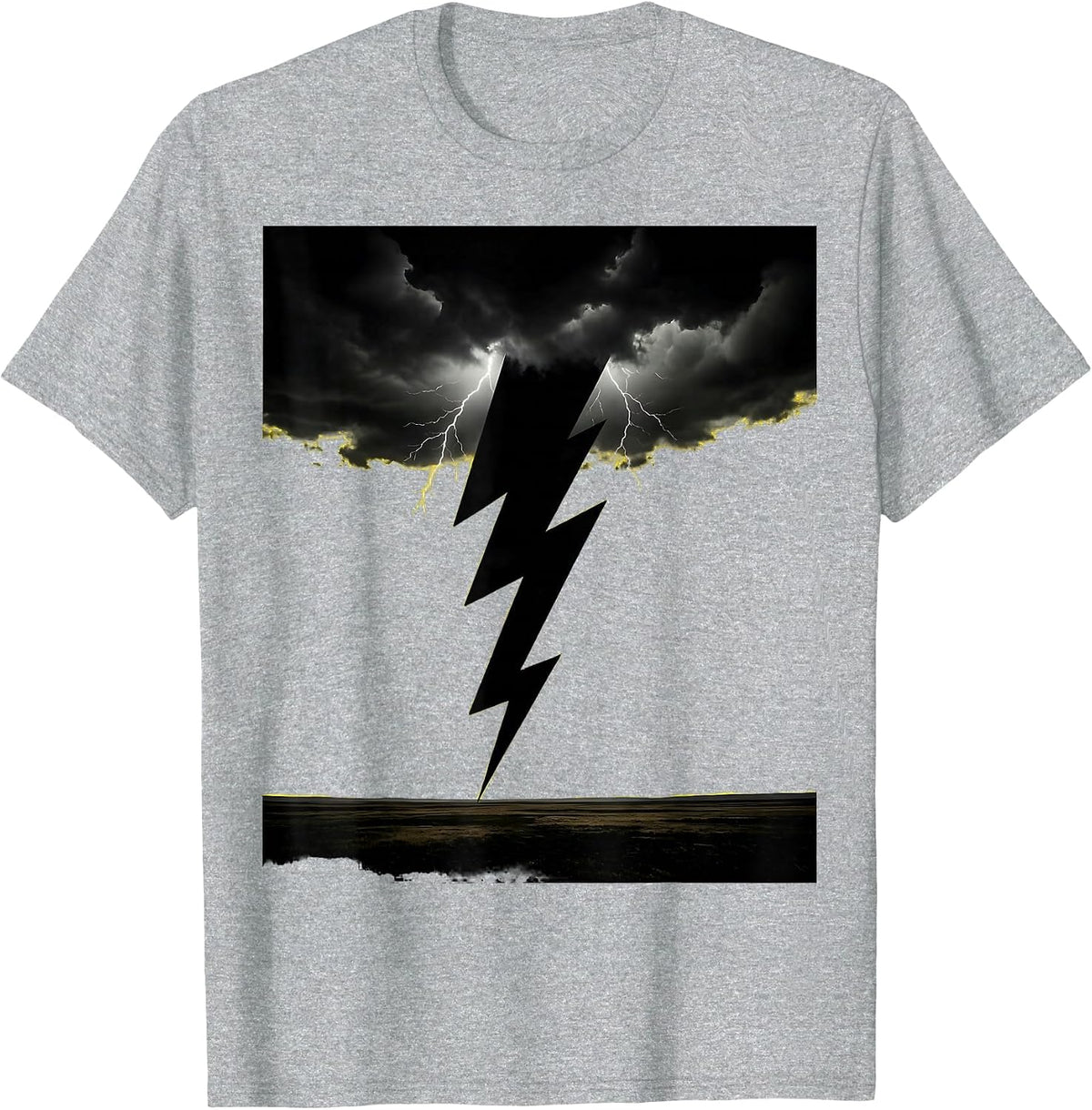 Men's Lightning Bolt Striking Open Field Graphic T-Shirt - Heather Grey