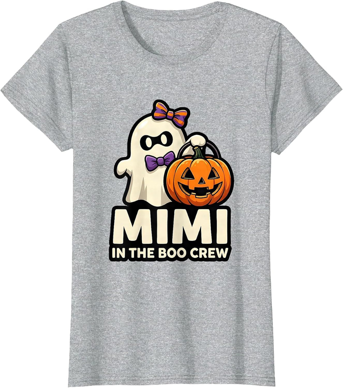 Women's Mimi in the Boo Crew Cute Ghost Halloween Family Matching T-Shirt - Heather Grey