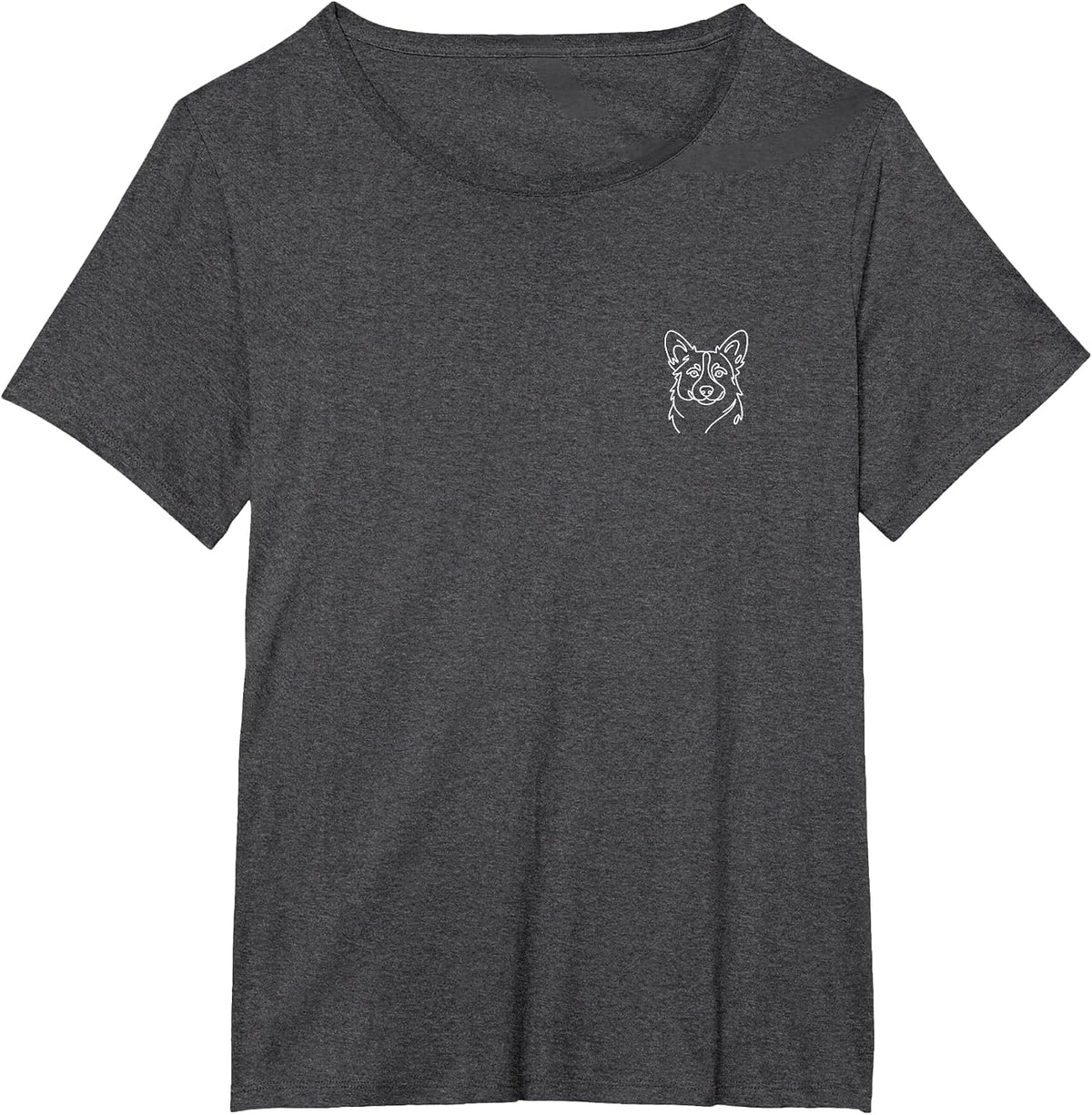 Cardigan Welsh Corgi Minimalist Line Art T-Shirt - Dark Heather Grey