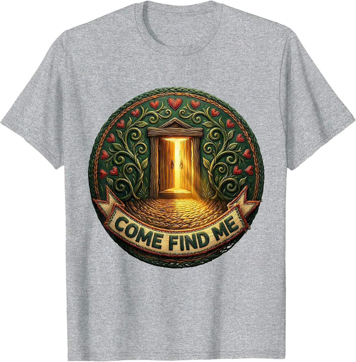 Men's Come Find Me Folk Art School Counselor Student Services Crew T-Shirt - Heather Grey