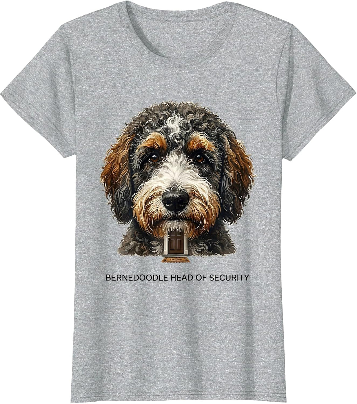 Bernedoodle Head of Security Funny Dog Mom Doodle Owner T-Shirt - Heather Grey