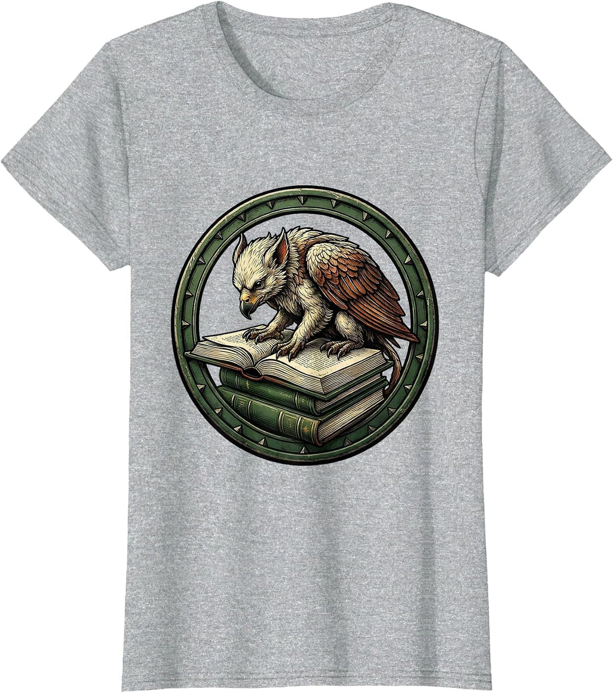 Vintage Bookworm Griffin Cub Reader Humor T-Shirt - Heather Grey