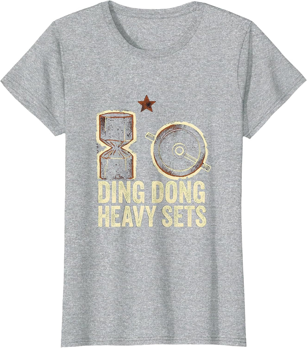 Ding Dong Heavy Sets Funny Christmas Gym Workout T-Shirt - Heather Grey