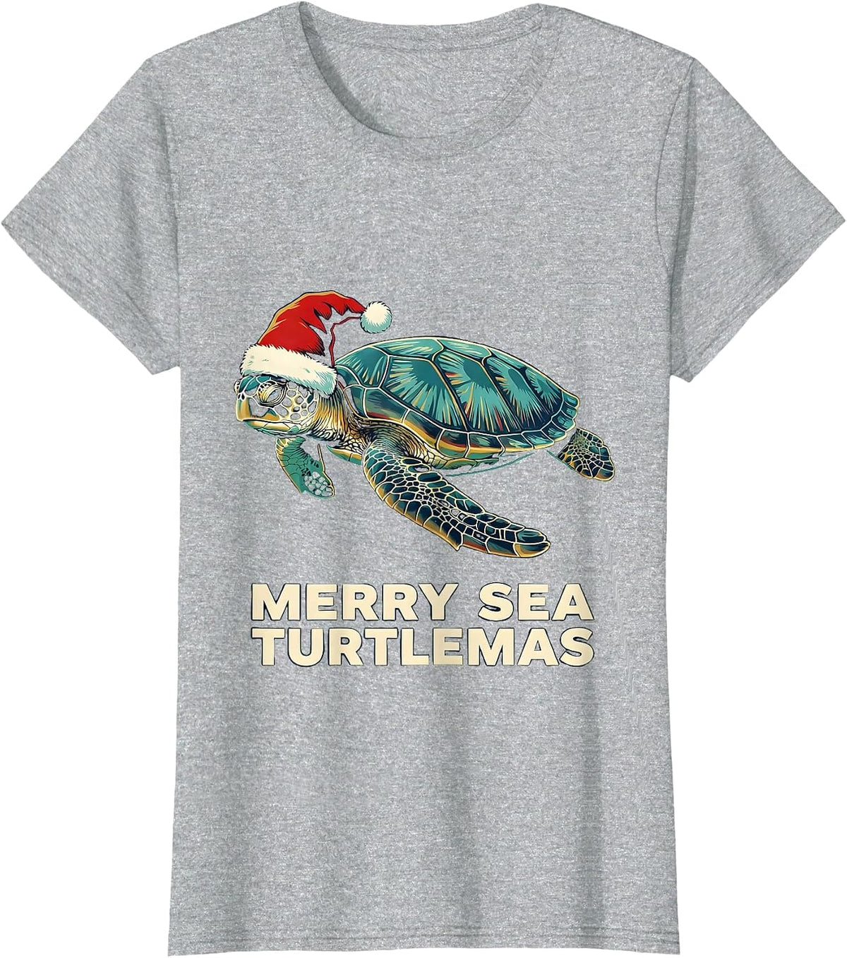 Merry Sea Turtlemas Whimsical Sea Turtle Lover Christmas T-Shirt - Heather Grey