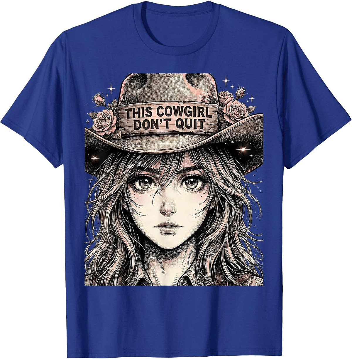 This Cowgirl Don't Quit Rodeo Design T-Shirt - Royal Blue