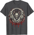 Men's Crimson Demon Wings Dripping Blood Graphic T-Shirt - Dark Heather Grey