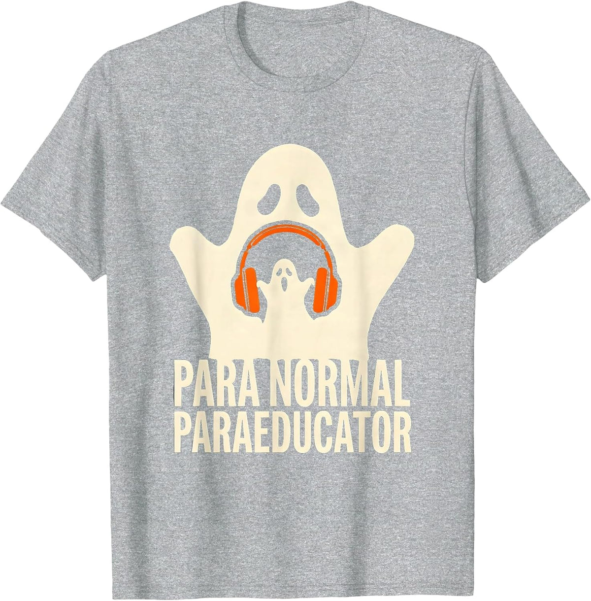 Men's Para Normal Paraeducator Stencil Ghost Halloween T-Shirt - Heather Grey