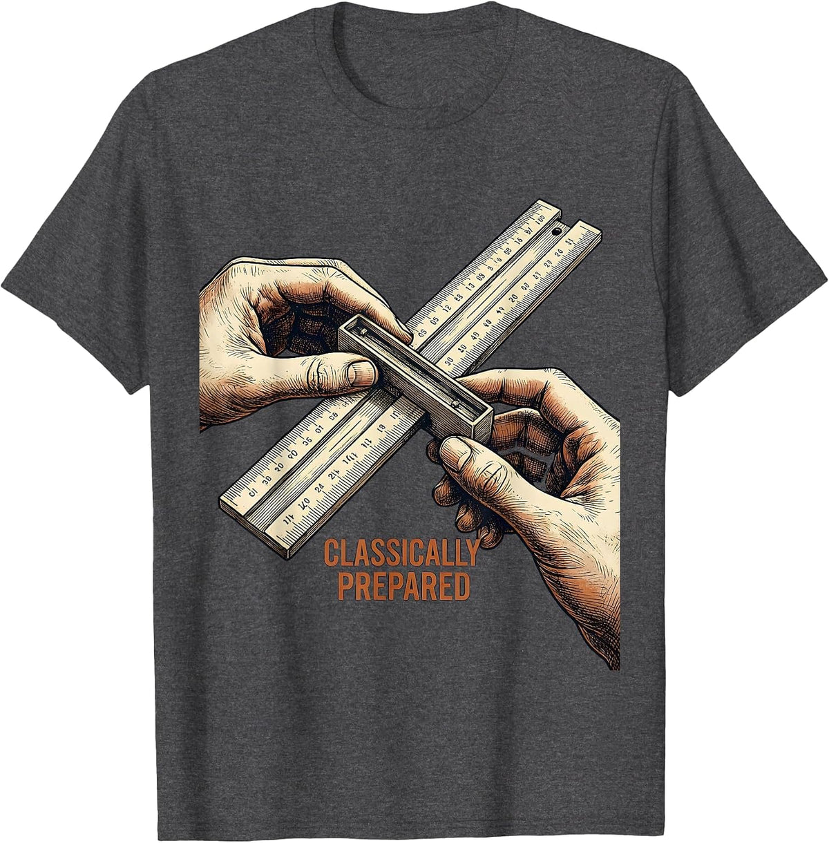 Classically Prepared Vintage Slide Rule Retro Math Engineer T-Shirt - Dark Heather Grey