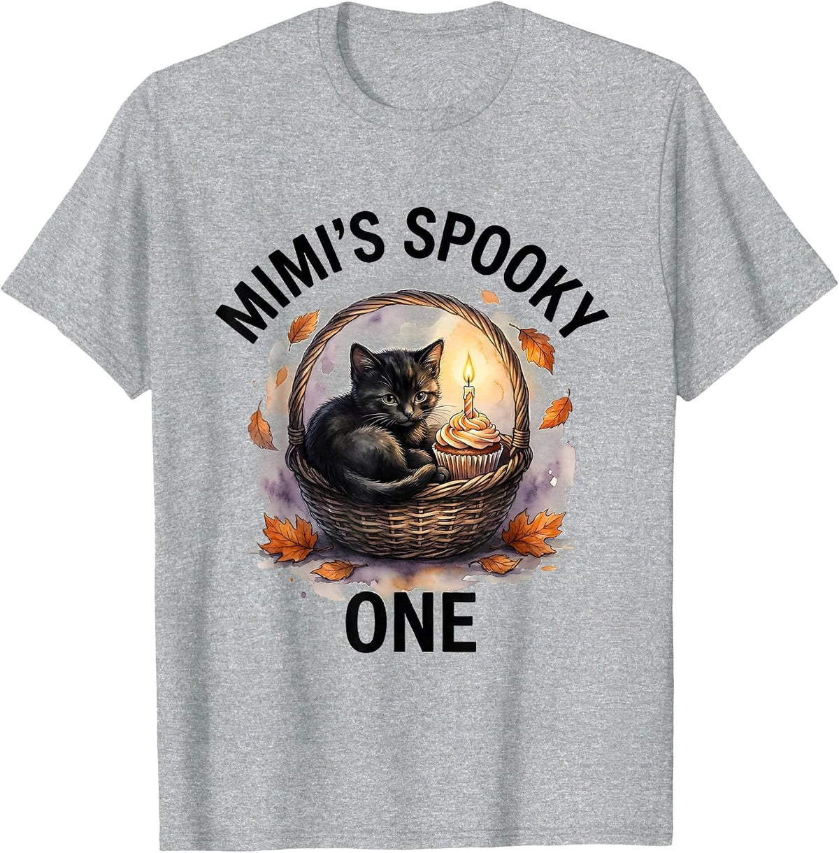 Men's Mimi's Spooky One Watercolor Halloween Birthday Baby First T-Shirt - Heather Grey