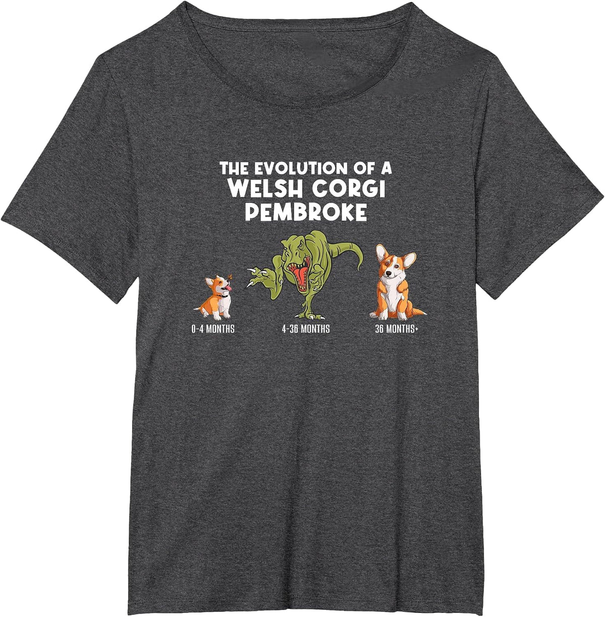 The Evolution of A Welsh Corgi Pembroke Funny Corgi T-Shirt - Dark Heather Grey