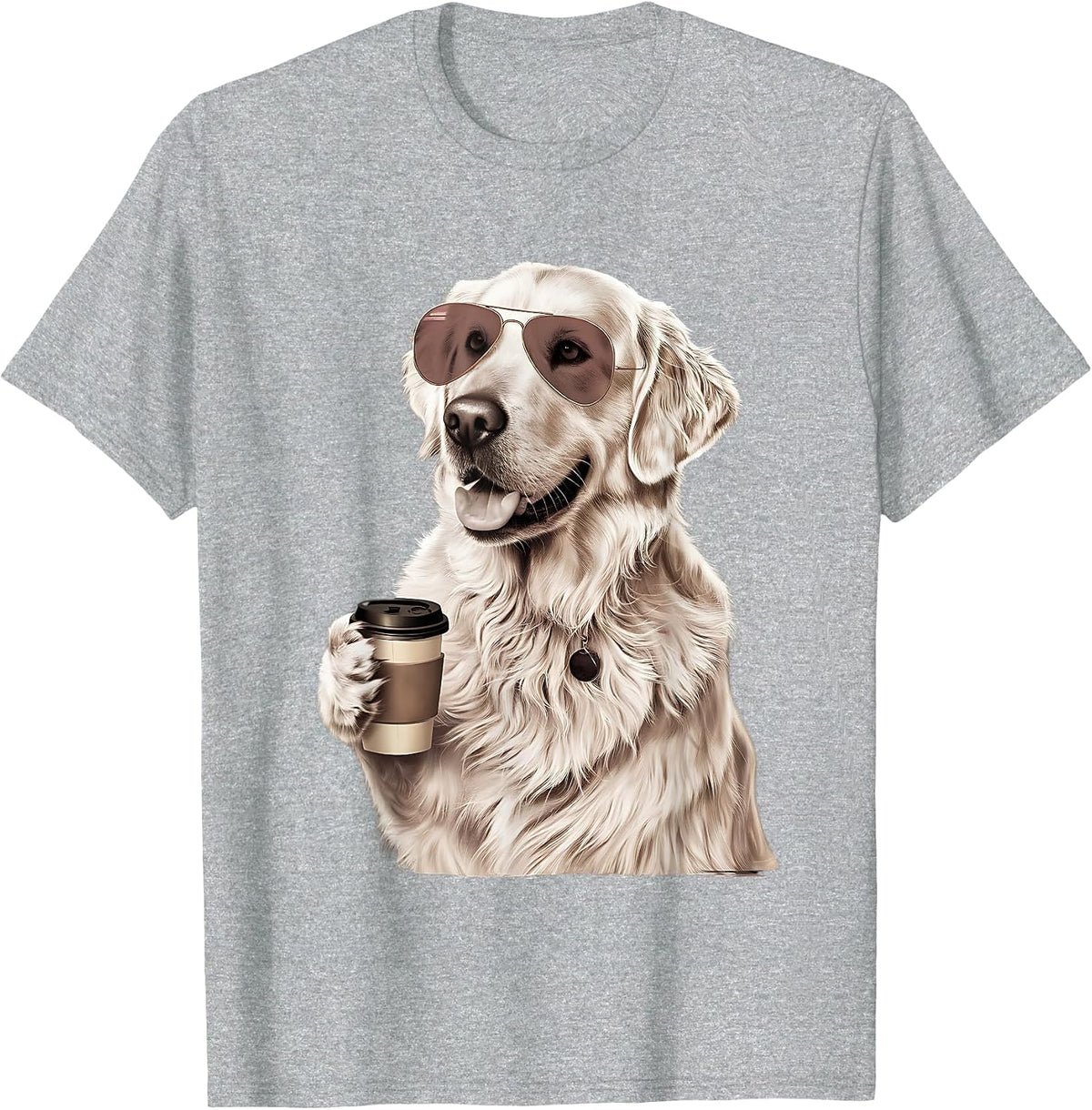English Cream Golden Retriever Coffee Dog Mom Dad T-Shirt - Heather Grey