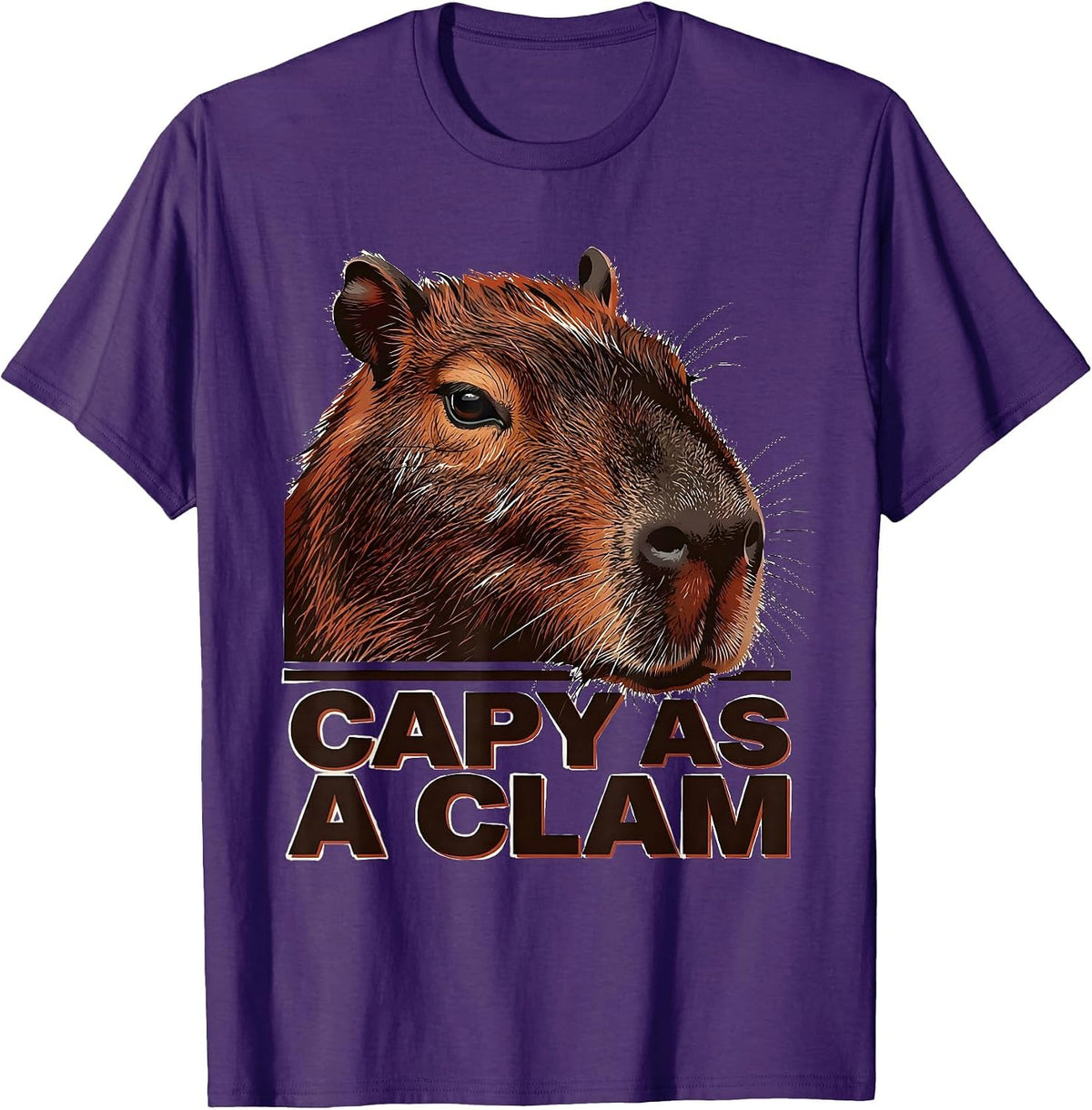 Men's capy as a clam Funny Capybara Meme Gamer Kawaii Humor T-Shirt - Purple