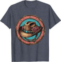 Cowgirl Hat Roses and Turquoise Rodeo Design T-Shirt - Heather Blue