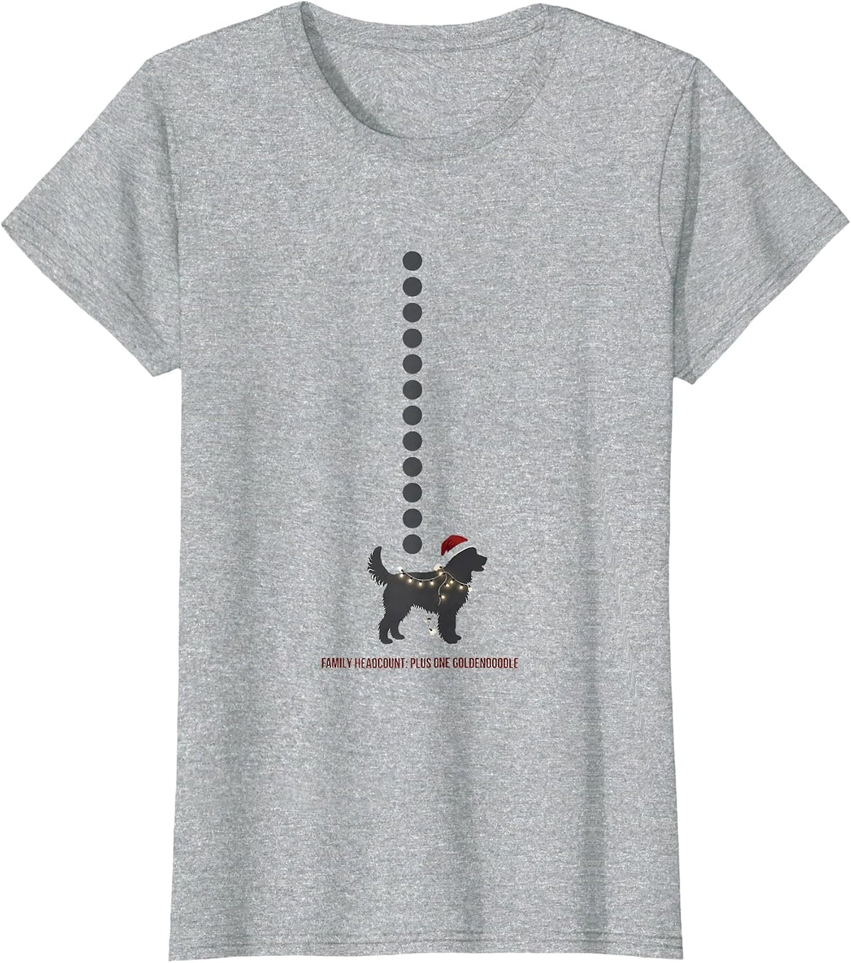 Family Headcount: Plus One Goldendoodle Christmas T-Shirt - Heather Grey
