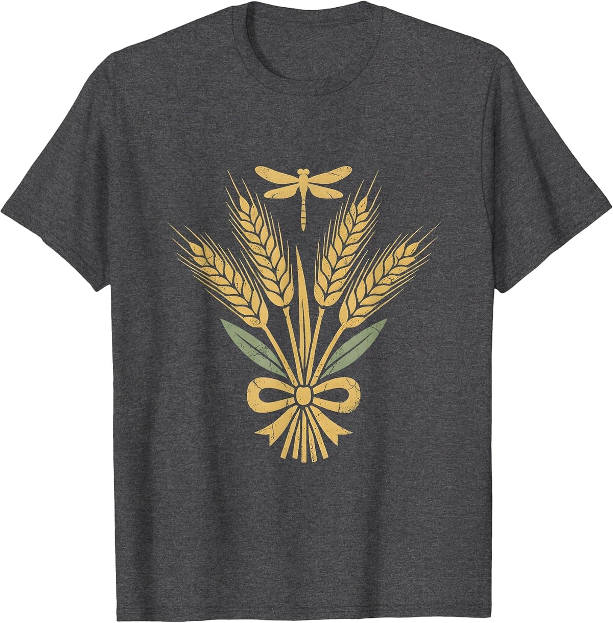 Labor Day Woman Farmer Harvesting Wheat Field T-Shirt - Dark Heather Grey