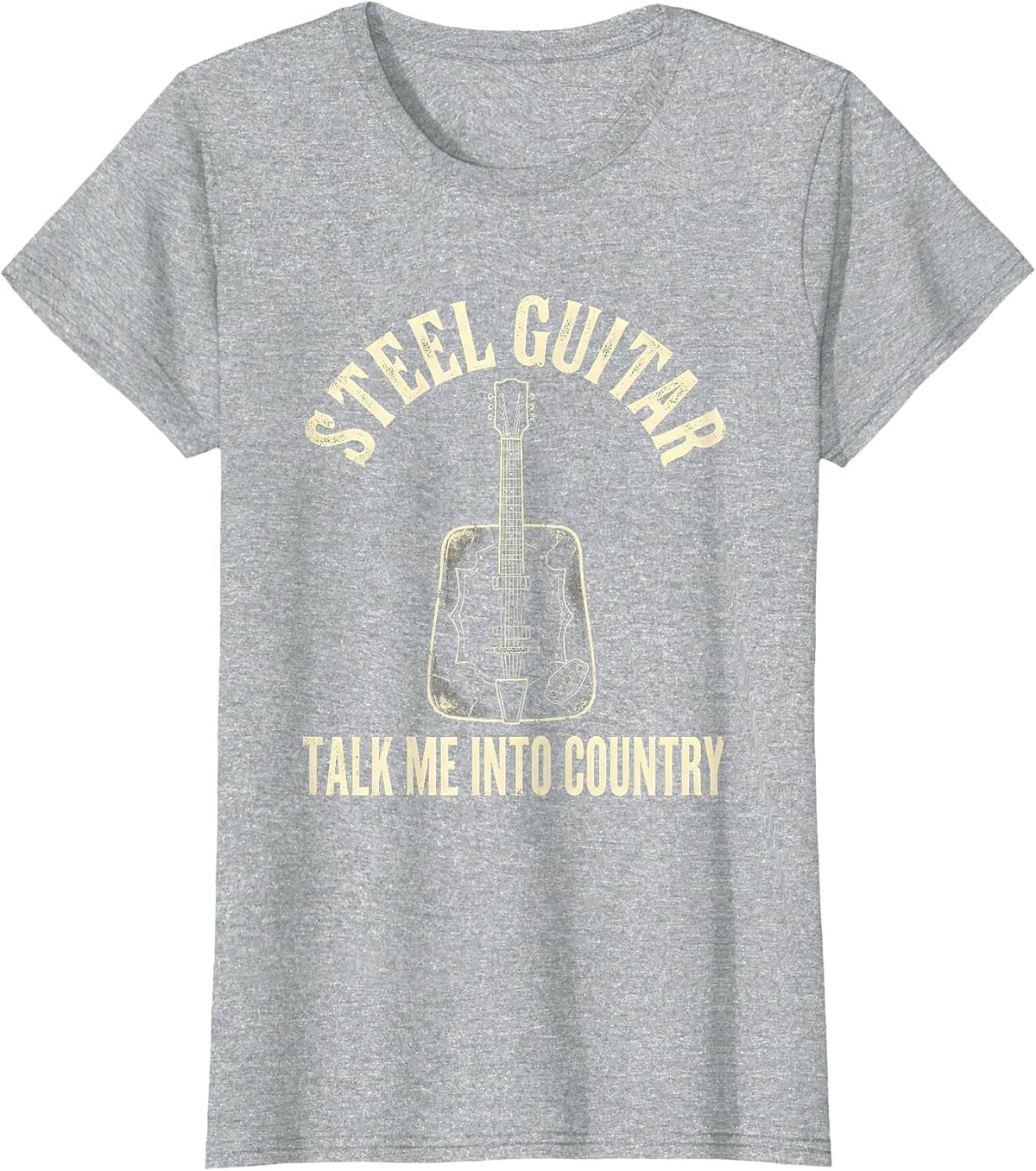 Steel Guitar Talk Me Into Country Boho Western Mono T-Shirt - Heather Grey