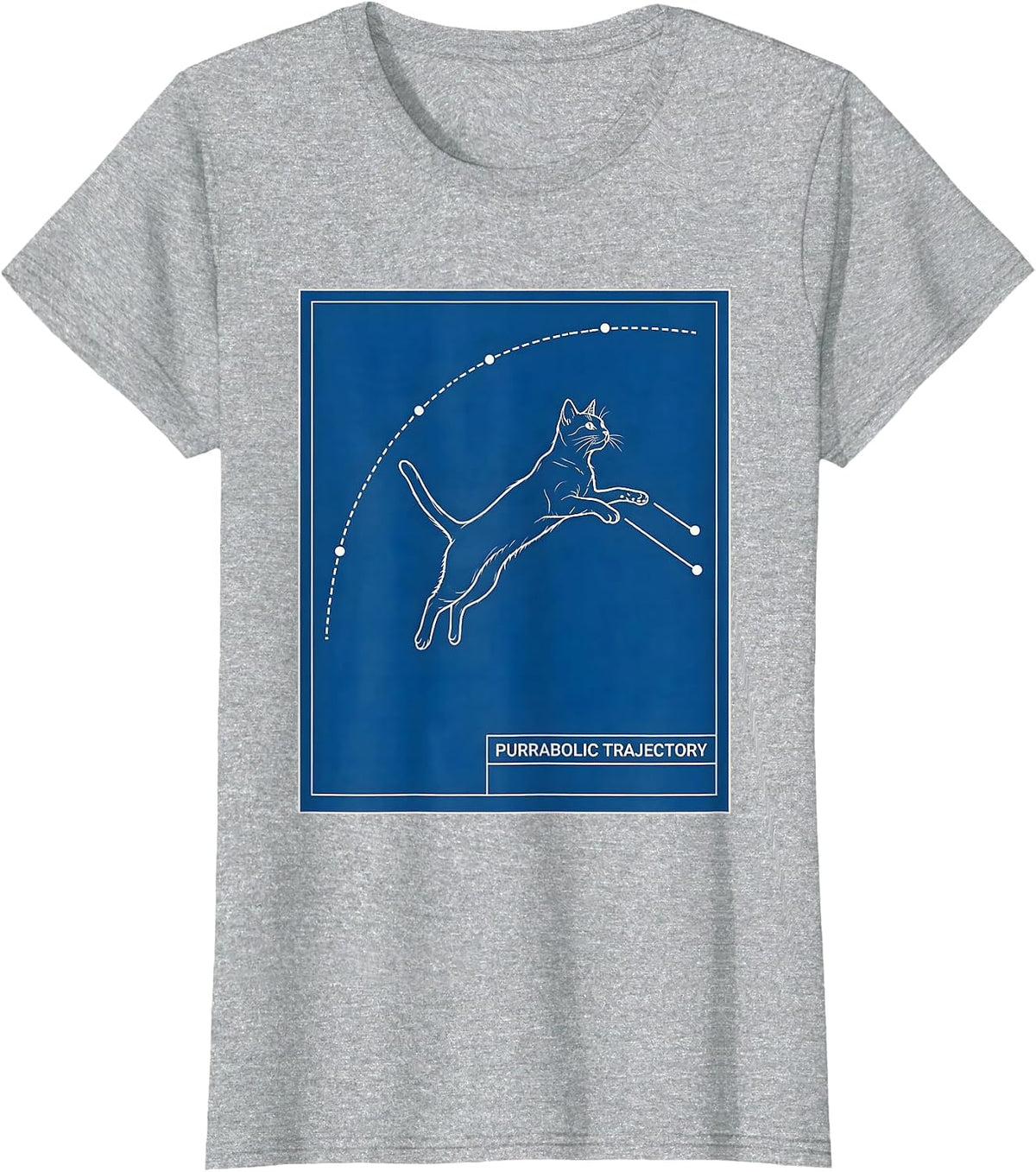 Purrabolic Trajectory Funny Science Cat Teacher Student Math T-Shirt - Heather Grey