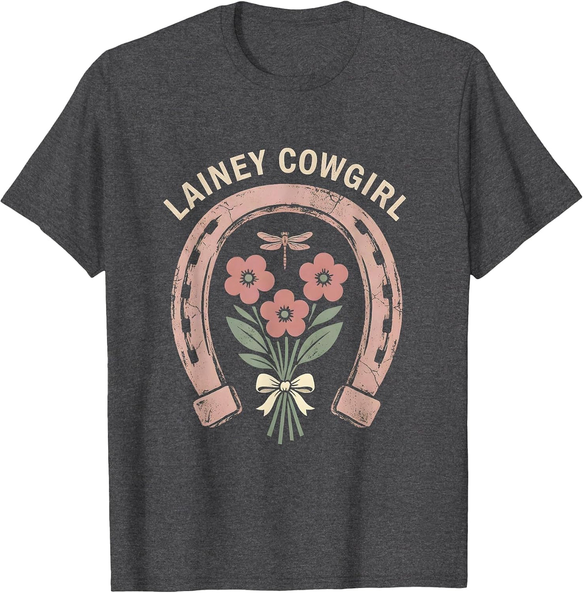 Men's Lainey Cowgirl Floral Boho Western Name Gift for Girls T-Shirt - Dark Heather Grey