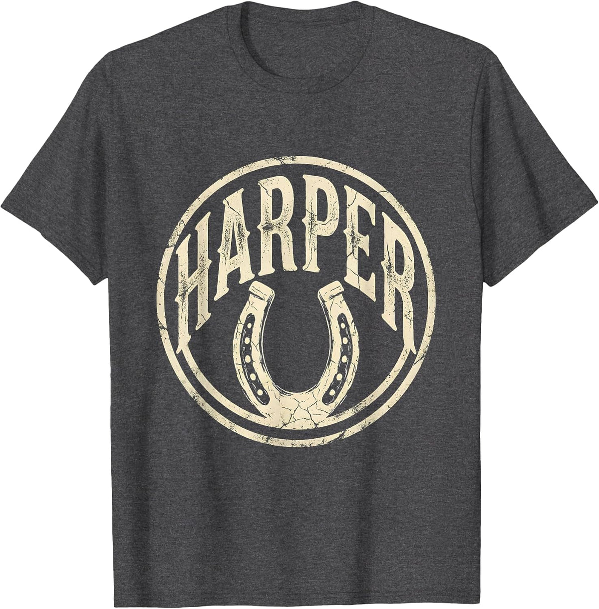 HARPER Boho Western Monochrome Vintage Last Name Gift T-Shirt - Dark Heather Grey