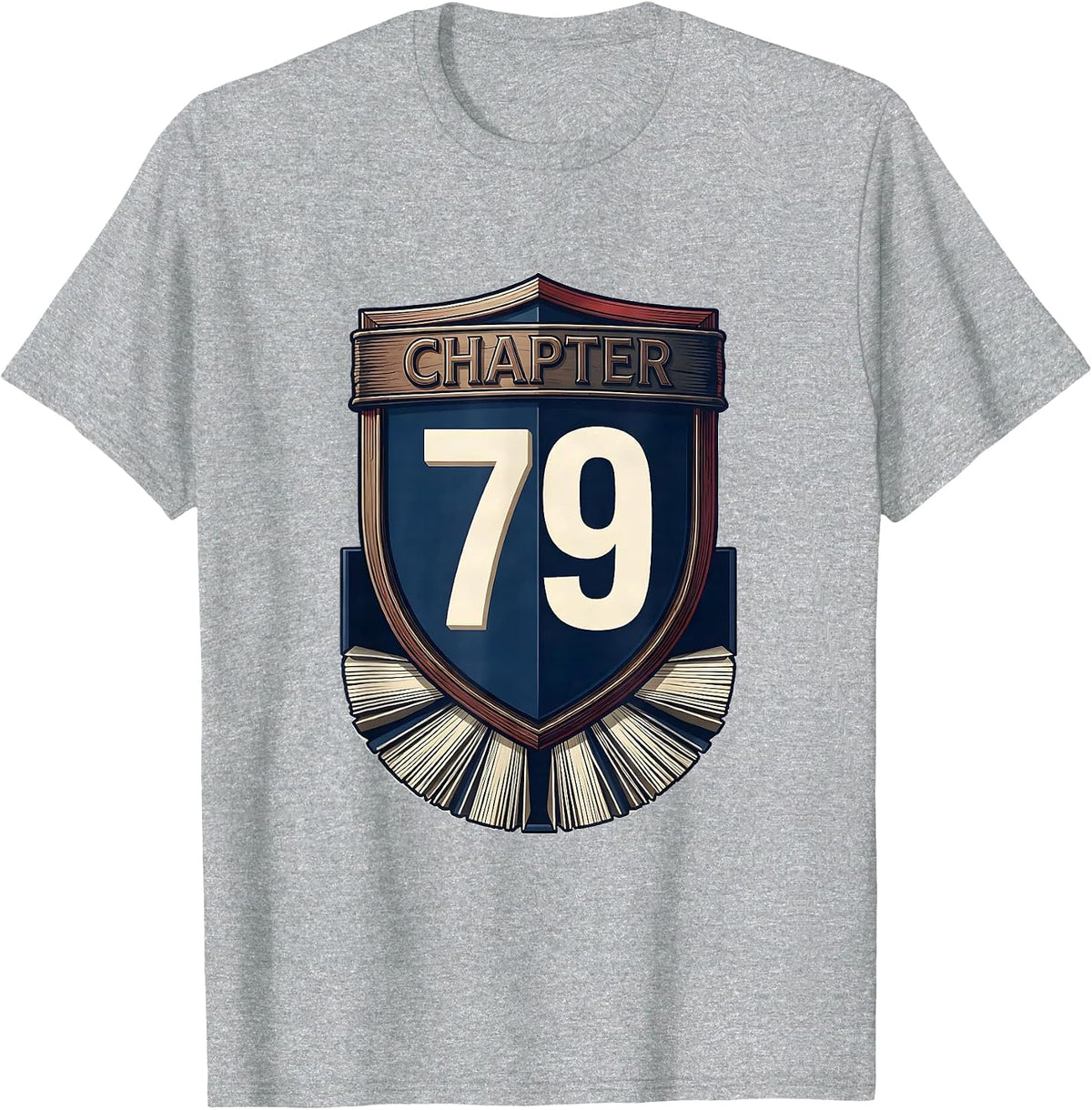 Men's Chapter 79 Bookworm Milestone Age Birthday Gift T-Shirt - Heather Grey