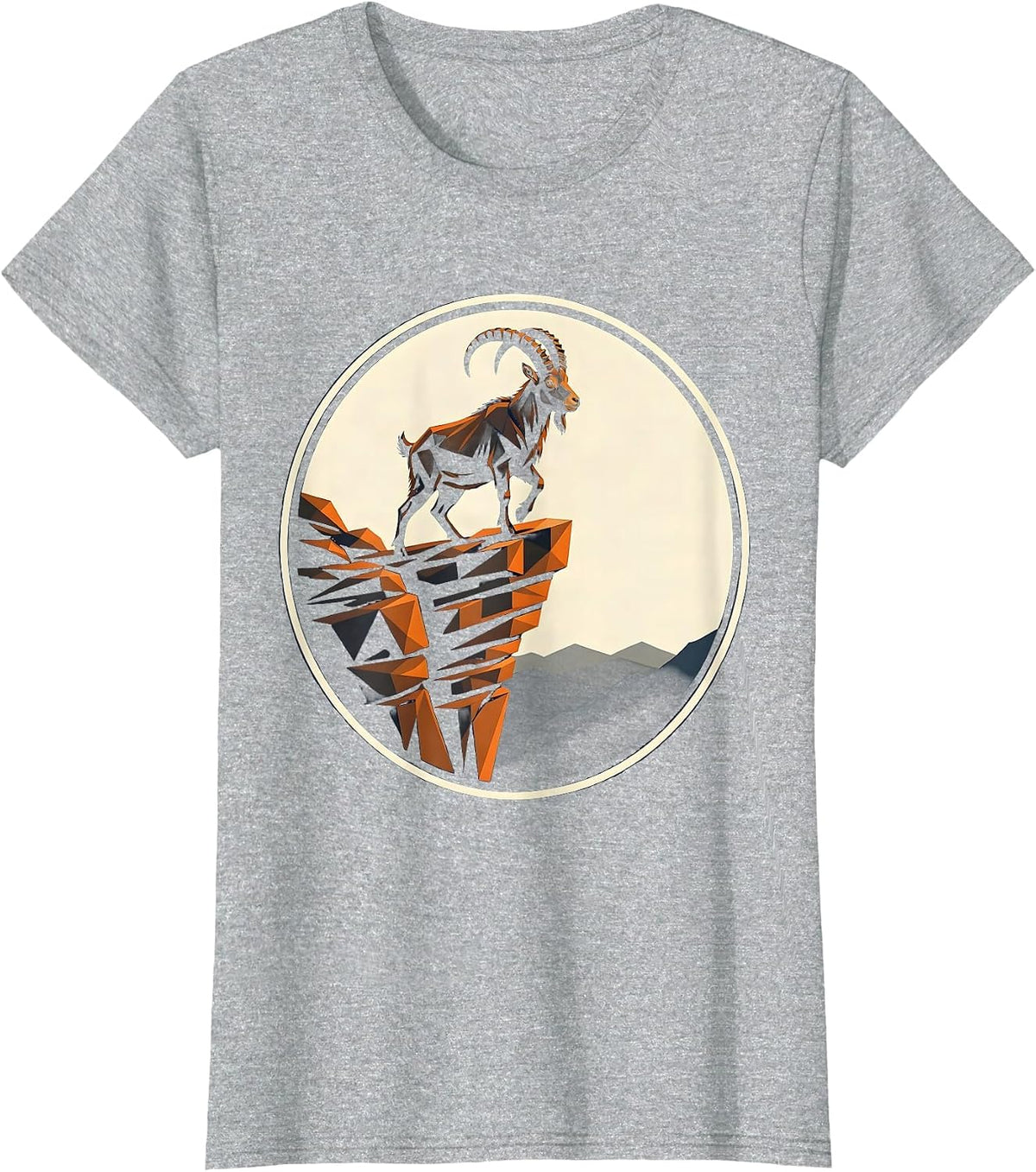 Women's Mountain Goat Sheer Cliff Edge Freedom Design T-Shirt - Heather Grey