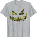 Spooky Jack O Lantern face in Camouflage camo Halloween T-Shirt - Heather Grey
