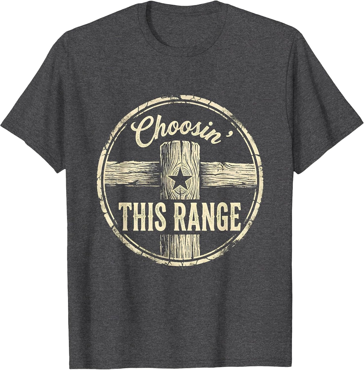 Choosin This Range Boho Western Mono Texas State Pride T-Shirt - Dark Heather Grey