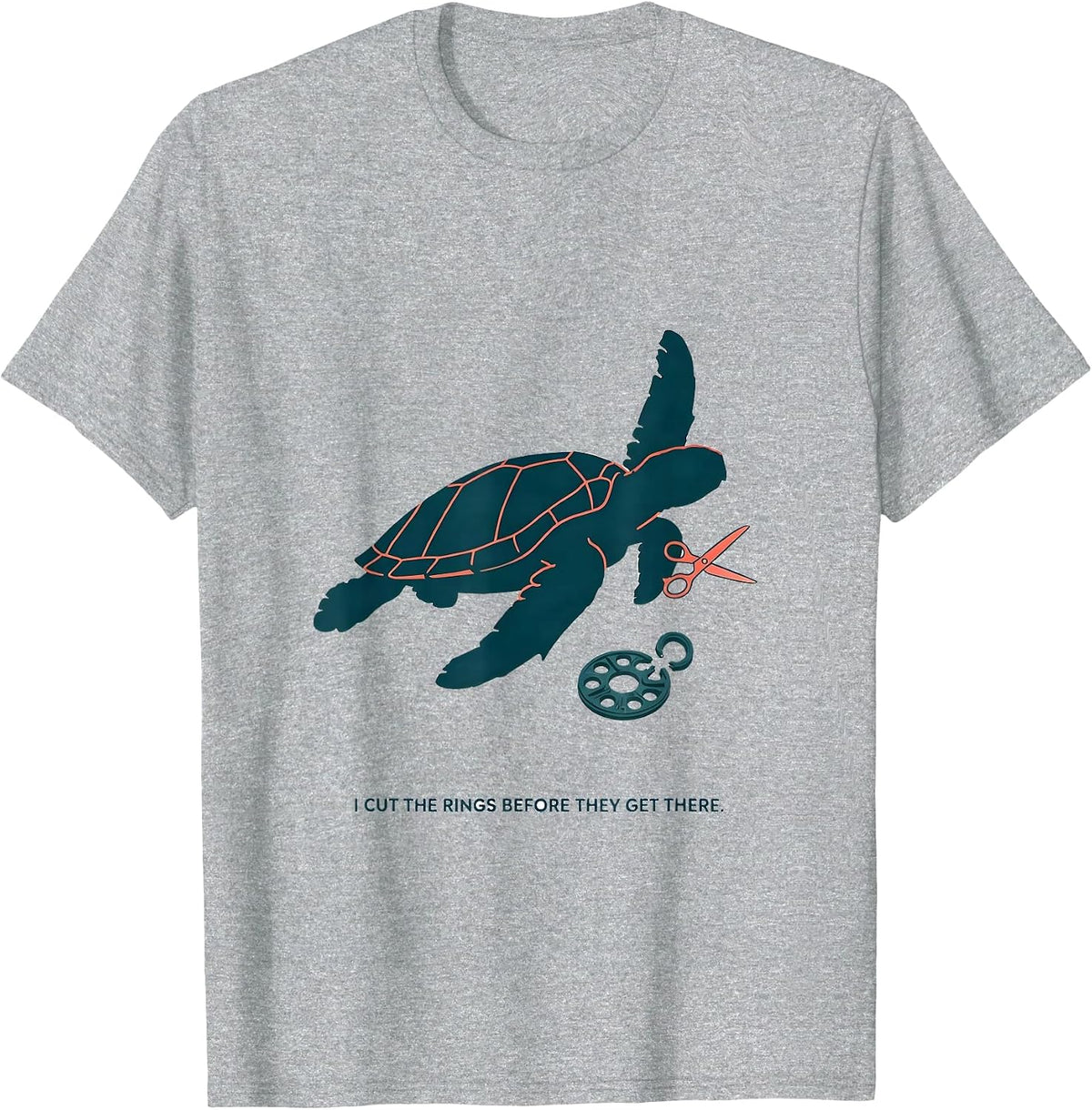 Men's I Cut The Rings Before They Get There Funny Sea Turtle T-Shirt - Heather Grey