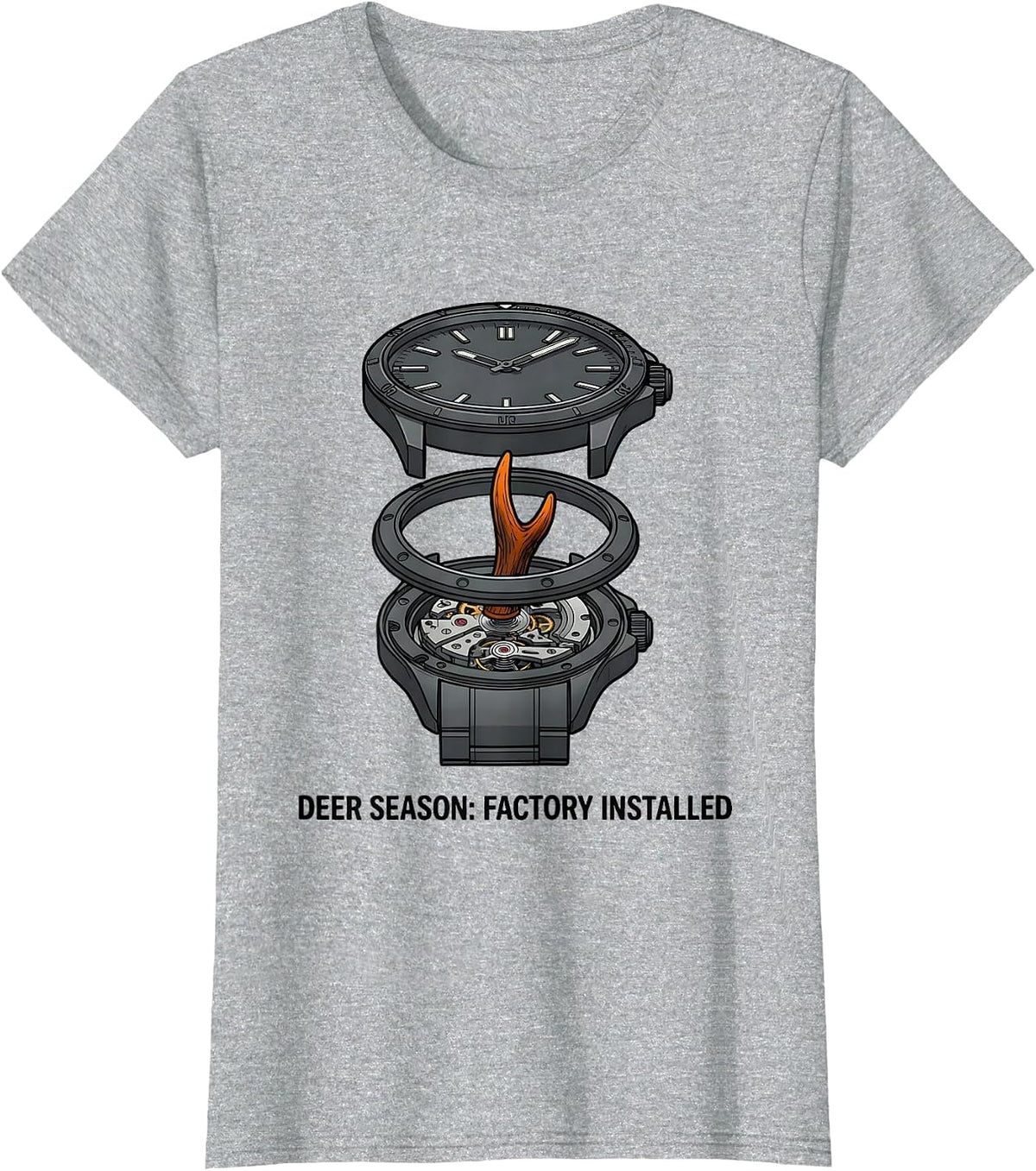 Women's Deer Season: Factory Installed Funny Hunting Dad Camo T-Shirt - Heather Grey