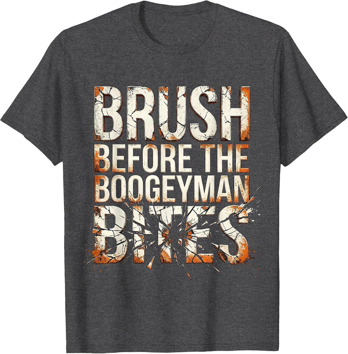Men's Halloween Dental Brush Before the Boogeyman Bites T-Shirt - Dark Heather Grey