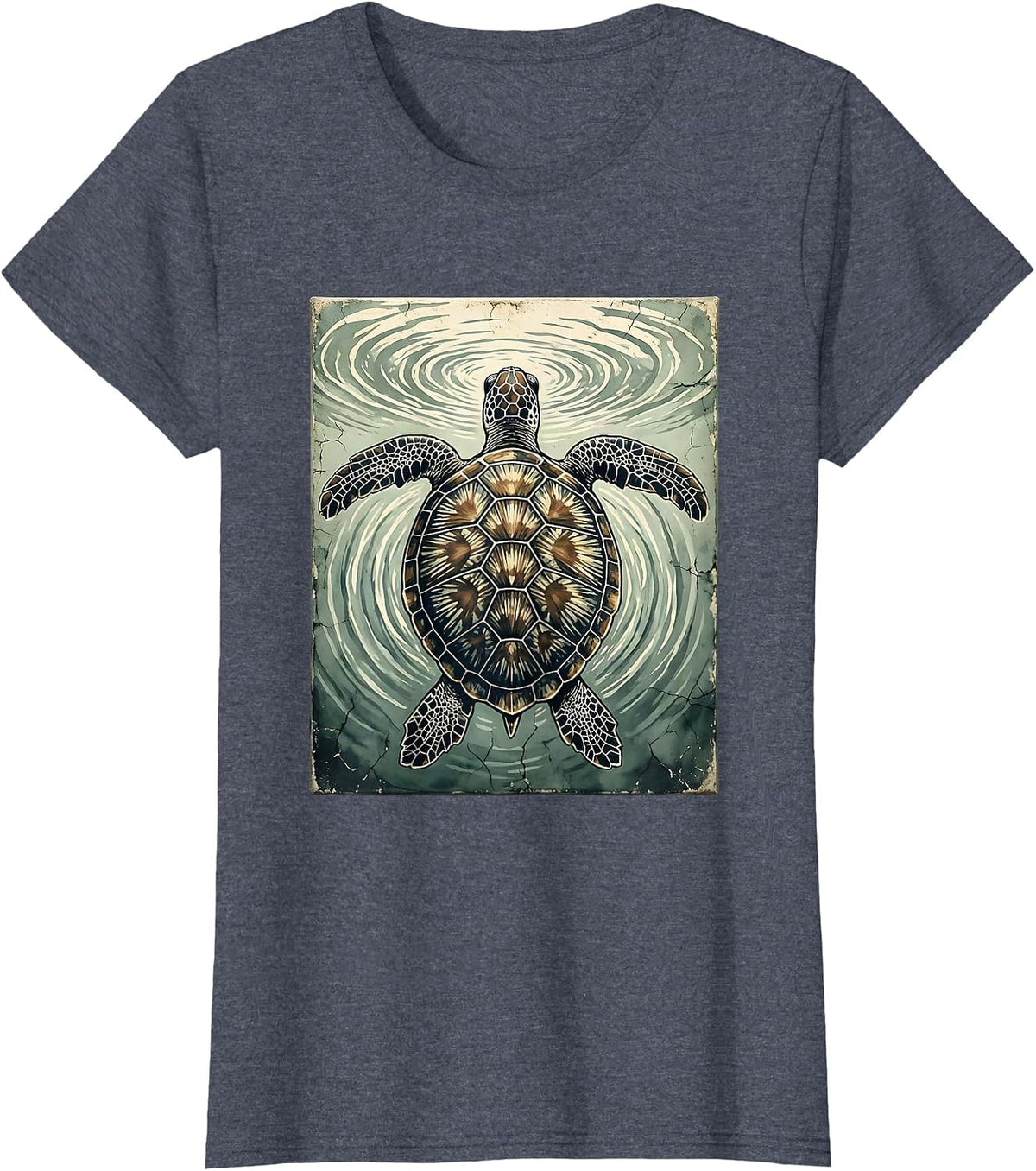Women's Turtle Swimming Toward Ocean Surface Light T-Shirt - Heather Blue