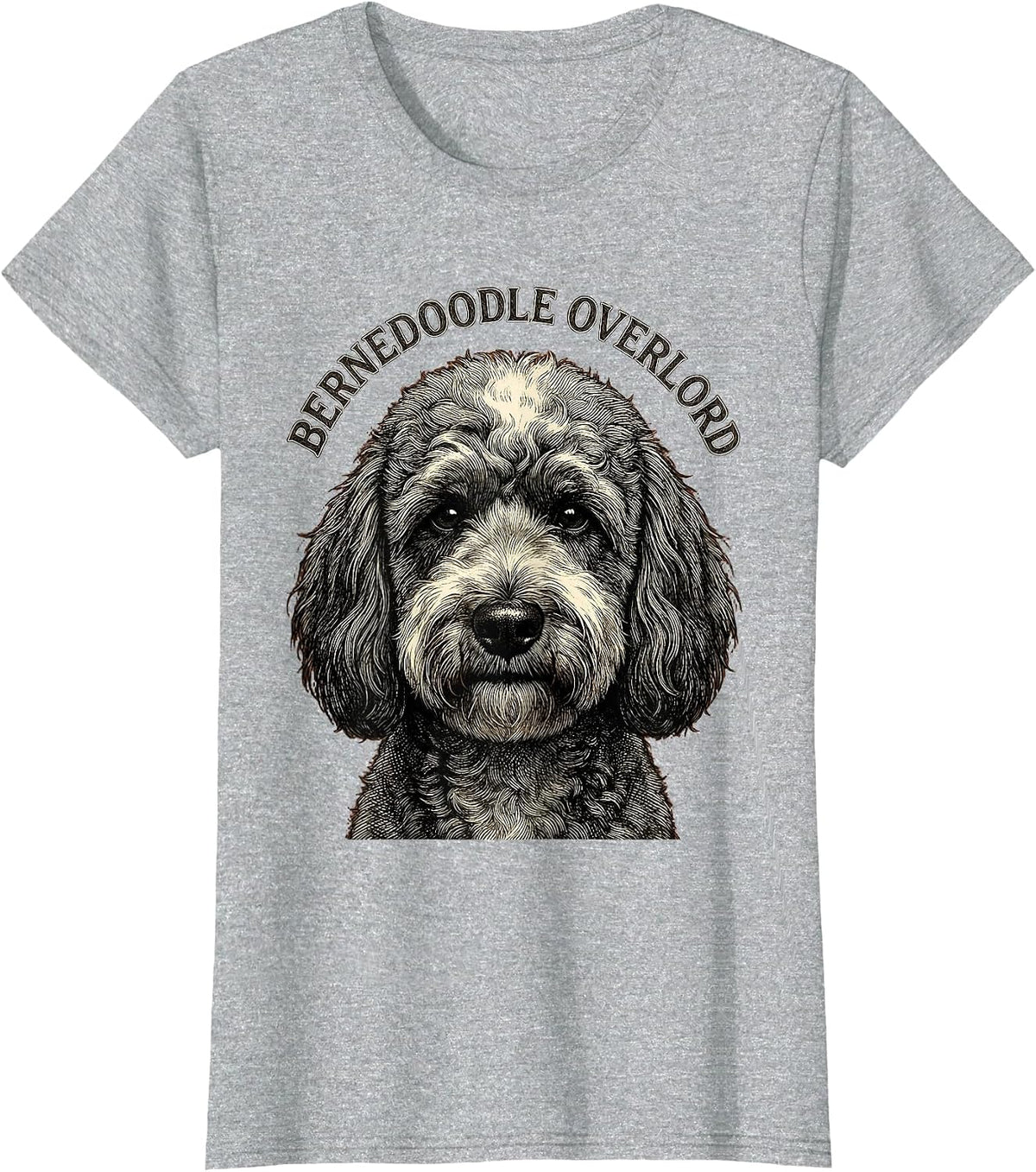 Bernedoodle Overlord Funny Doodle Dog Lover Gift T-Shirt - Heather Grey