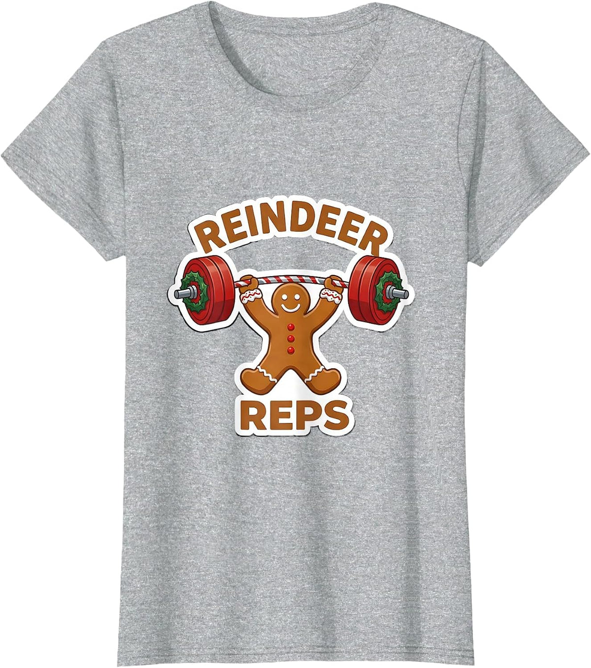 Women's Reindeer Reps Funny Christmas Gym Weightlifting Workout T-Shirt - Heather Grey