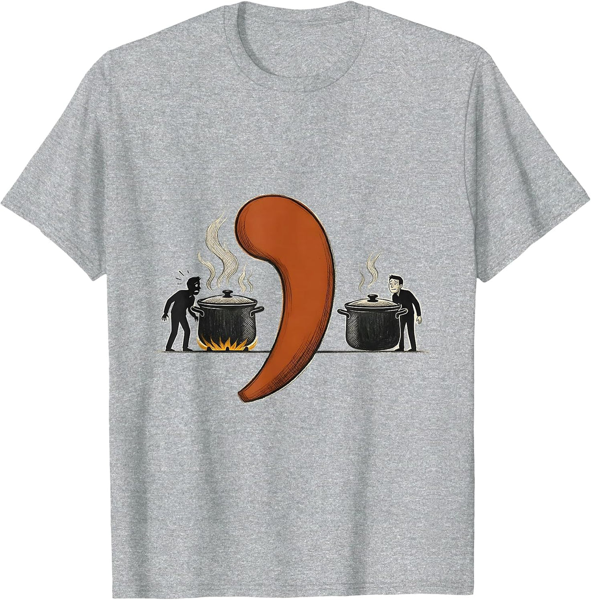 Men's Comma Saves The Day Funny Grammar Teacher Gift T-Shirt - Heather Grey