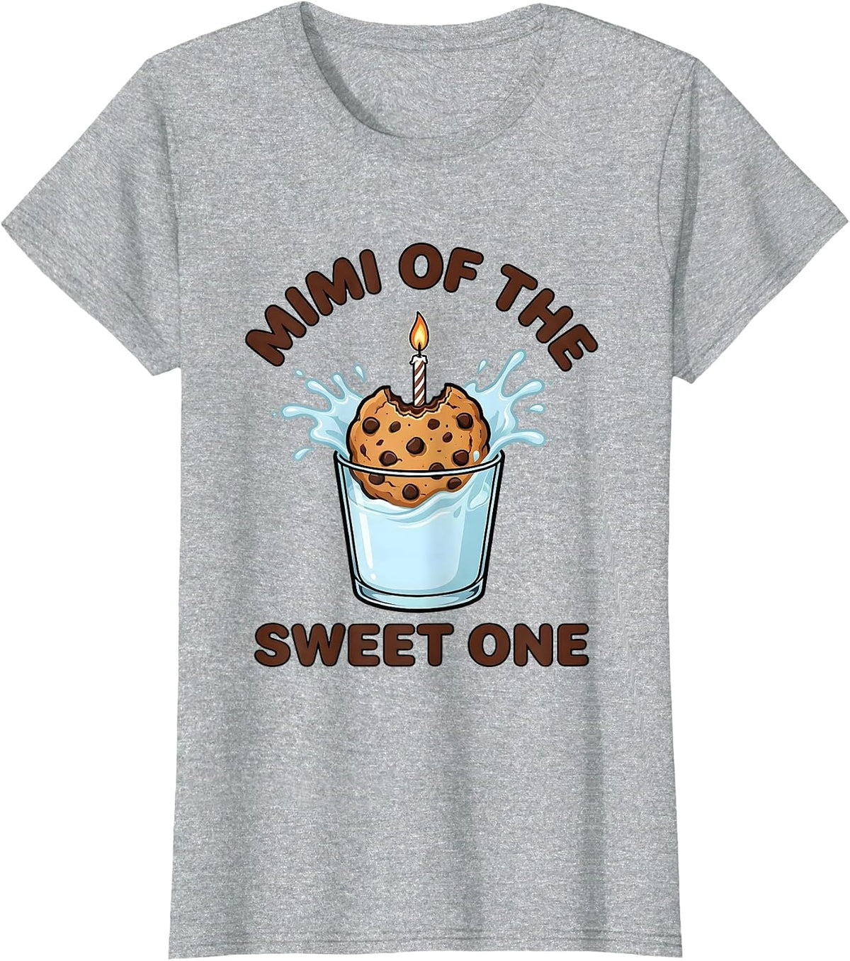 Women's Mimi Of The Sweet One Cookies and Milk 1st Birthday Family T-Shirt - Heather Grey
