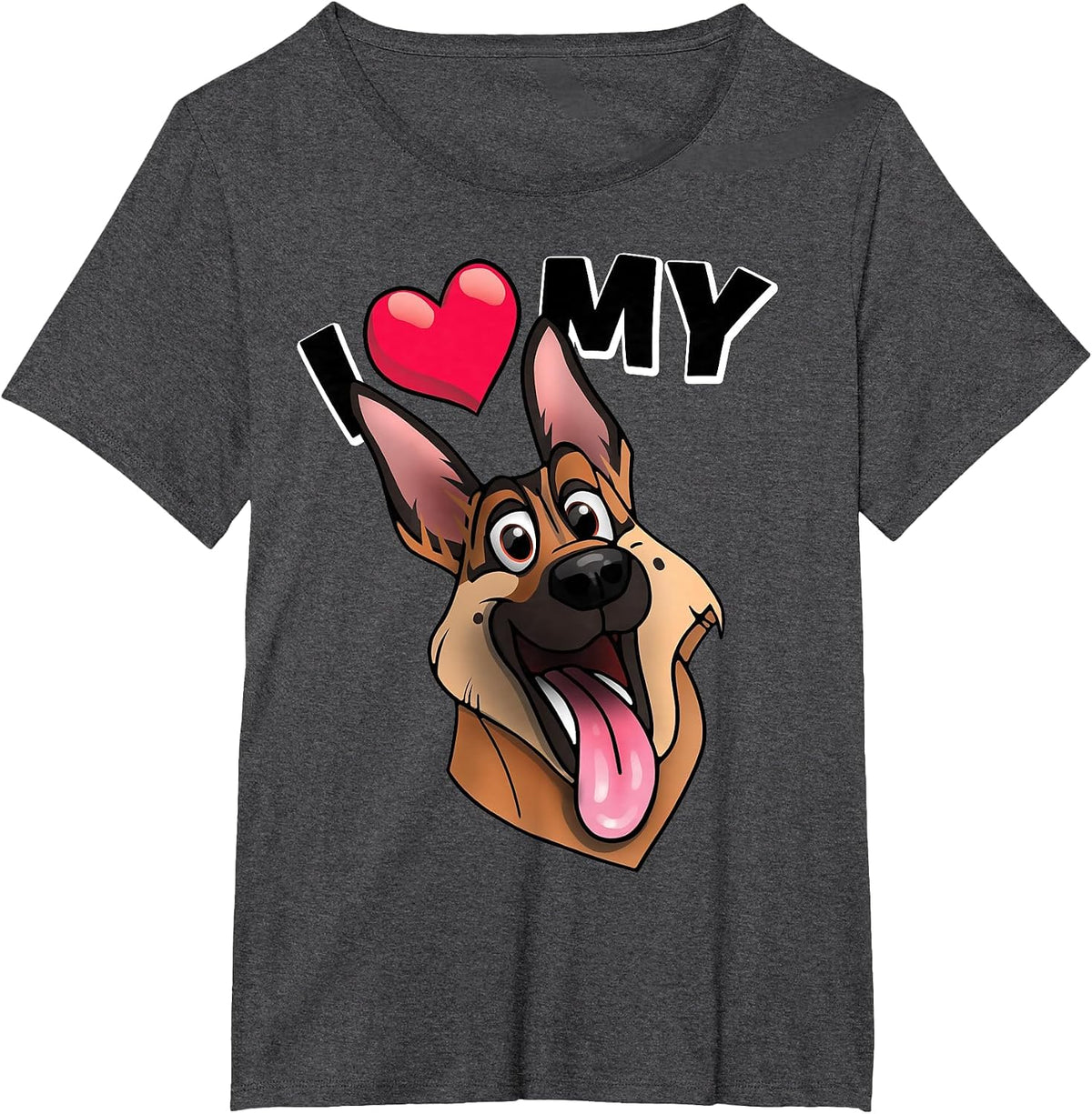 I Love My German Shepherd Design T-Shirt - Dark Heather Grey