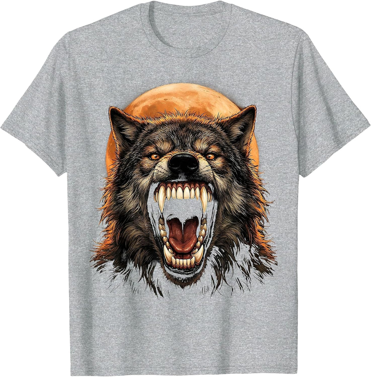 Men's Dental Halloween Werewolf Sparkling Fangs T-Shirt - Heather Grey
