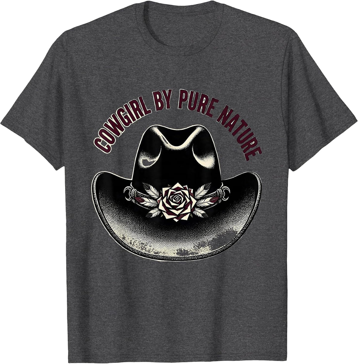 Cowgirl By Pure Nature Rodeo Design T-Shirt - Dark Heather Grey