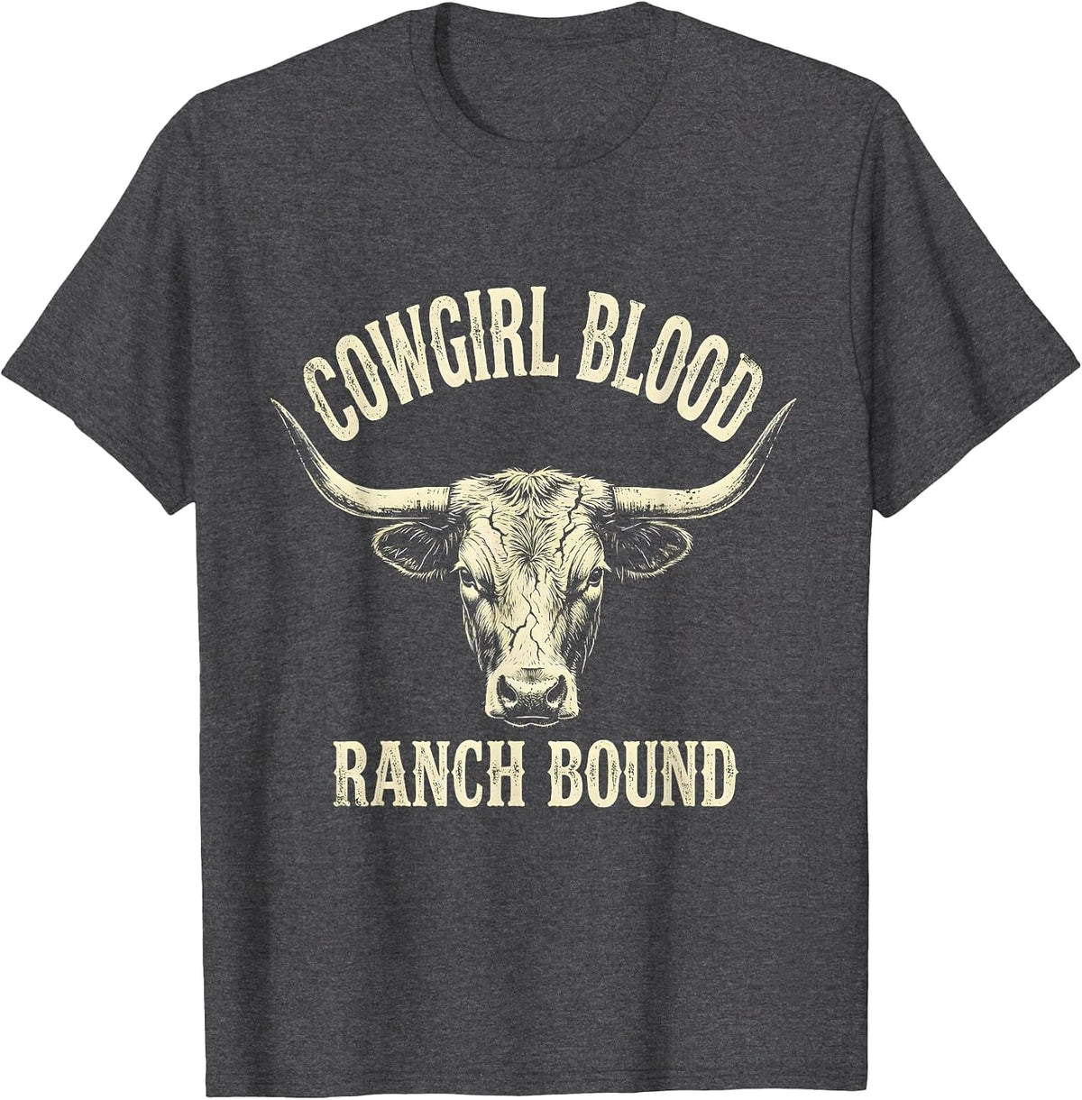 Men's Cowgirl Blood Ranch Bound Boho Western Humor Cowboy Gift T-Shirt - Dark Heather Grey