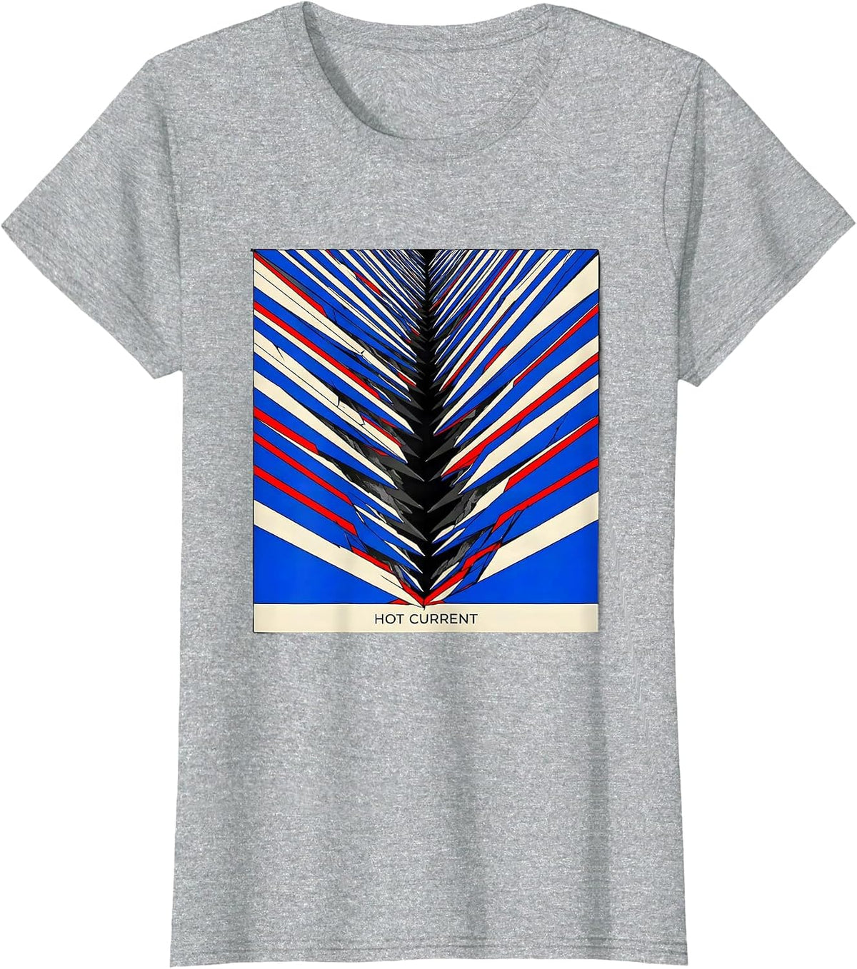Women's HOT CURRENT Bold Lightning Bolt Futurist Dynamism Graphic T-Shirt - Heather Grey