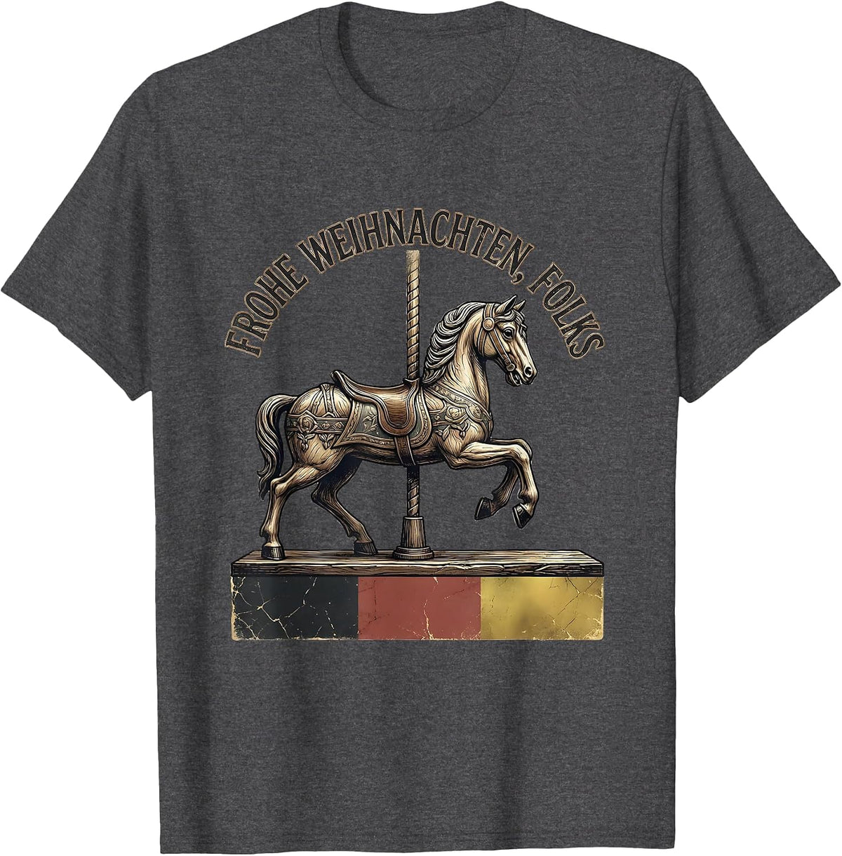 Men's Frohe Weihnachten, Folks Distressed German Heritage Humor T-Shirt - Dark Heather Grey
