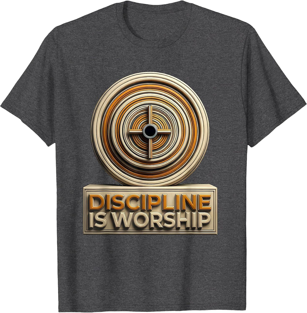 Men's Discipline Is Worship Geometric Christian Gym Faith Fitness T-Shirt - Dark Heather Grey