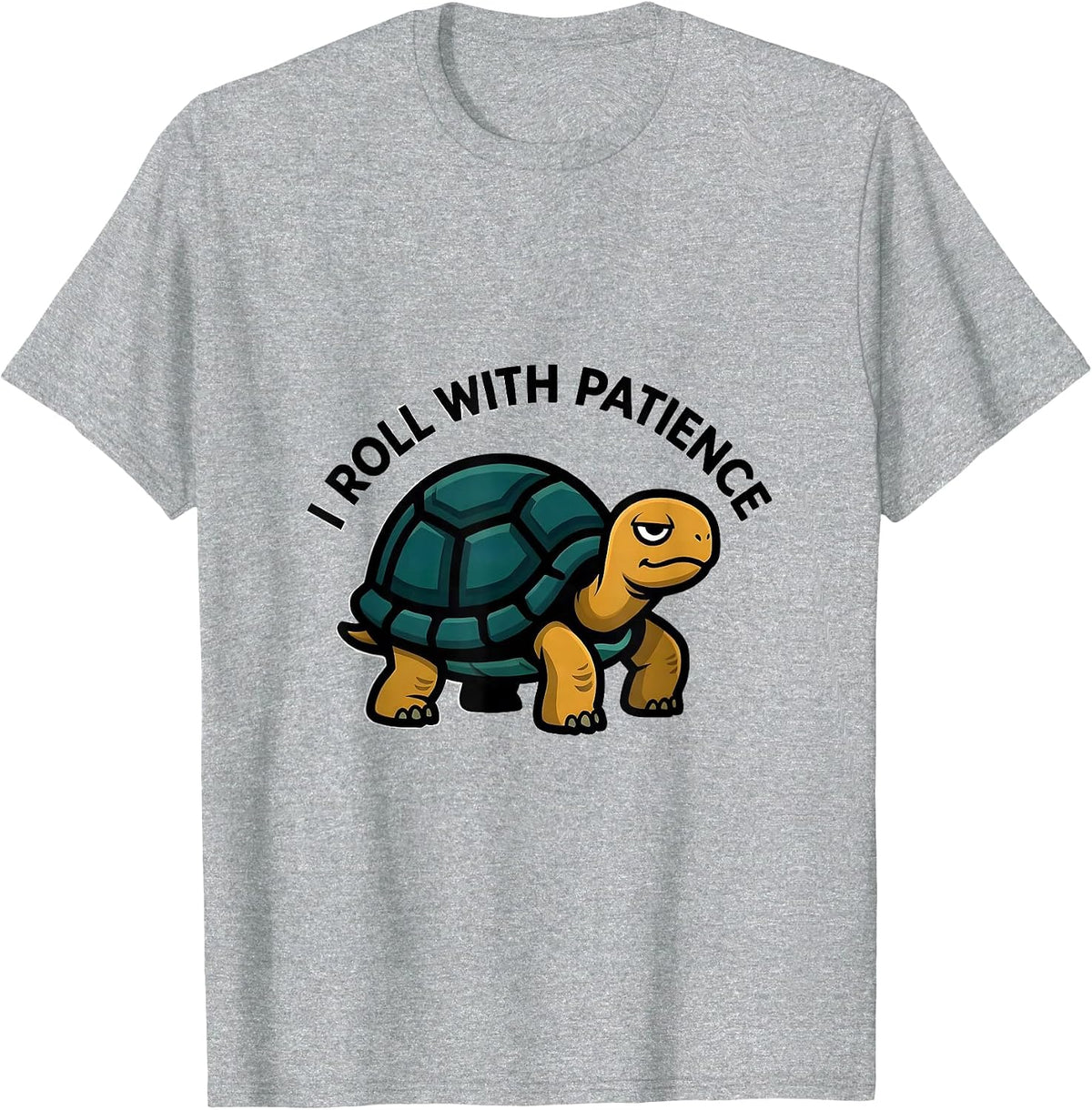 Men's I Roll With Patience Funny Tortoise Lover Pet Owner Humor T-Shirt - Heather Grey