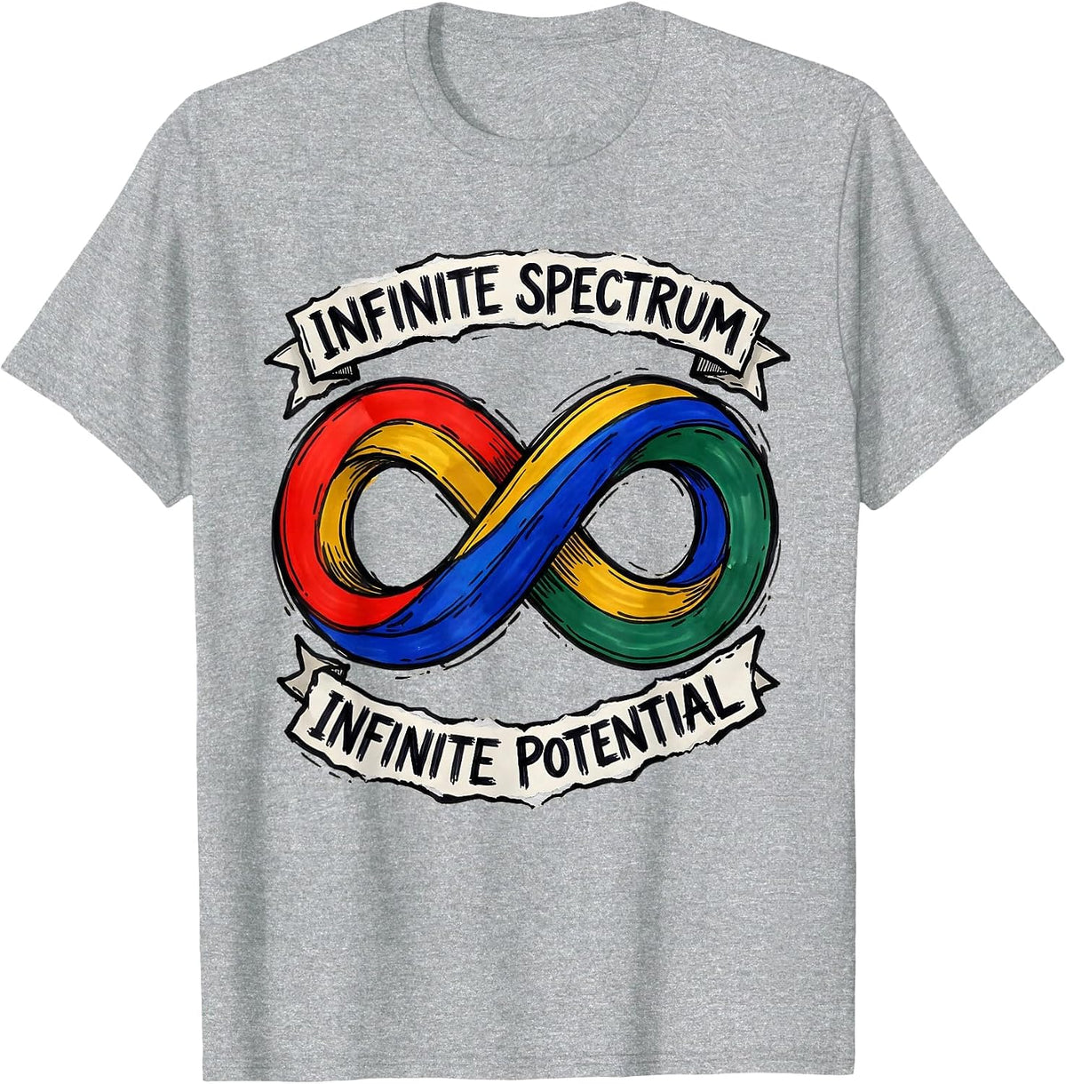 Men's Infinite Spectrum Infinite Potential Autism Design T-Shirt - Heather Grey