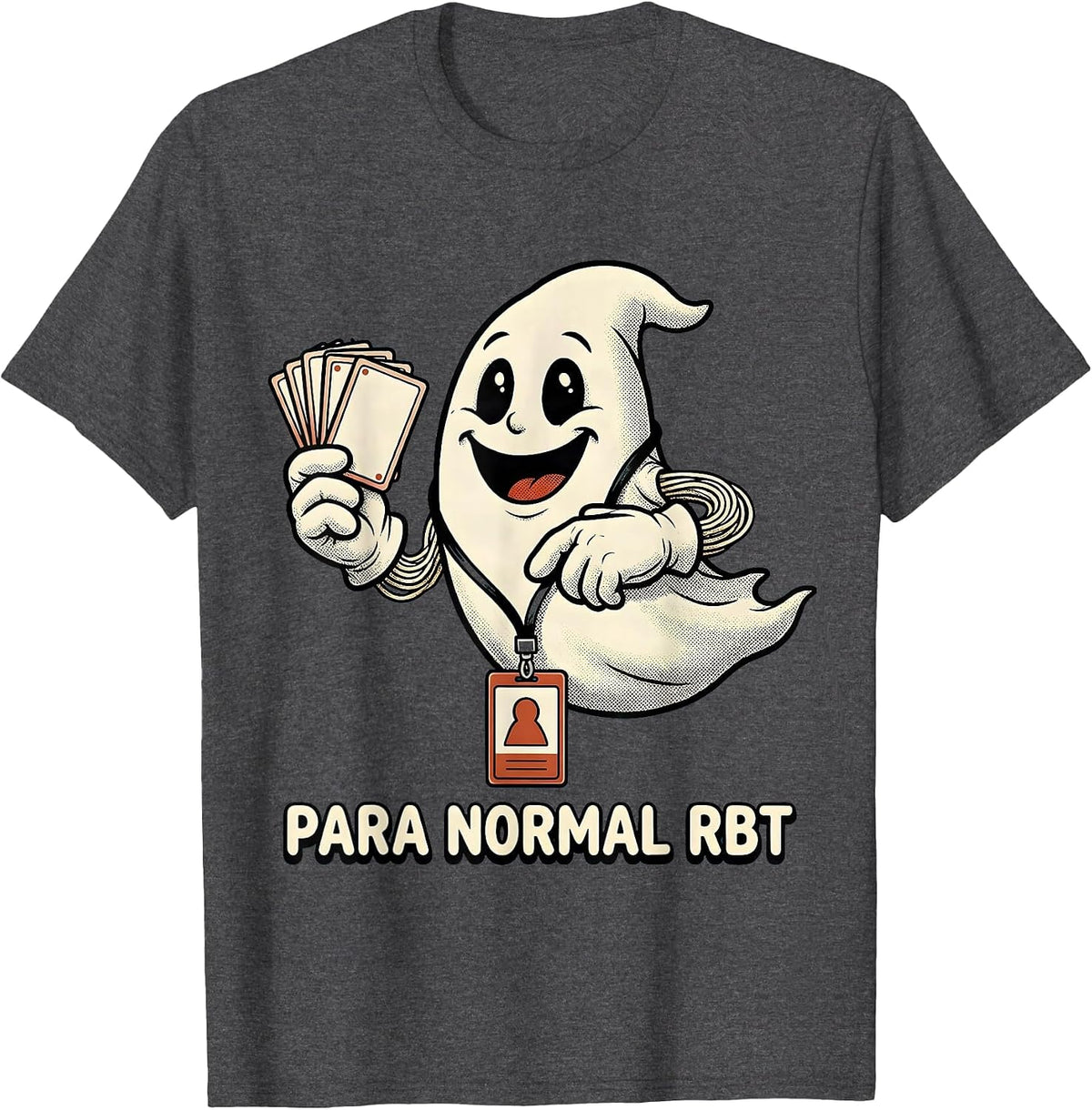 Para Normal RBT Retro Cartoon Ghost Halloween Paraeducator T-Shirt - Dark Heather Grey