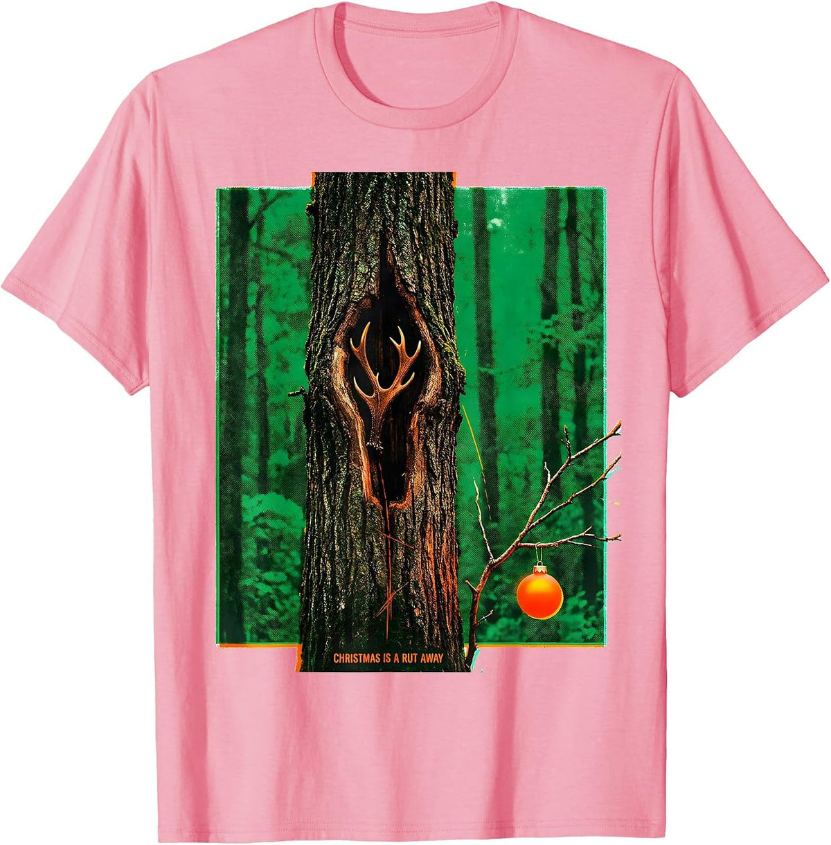 Men's Christmas Is A Rut Away Funny Deer Hunter Hunting Humor T-Shirt - Pink