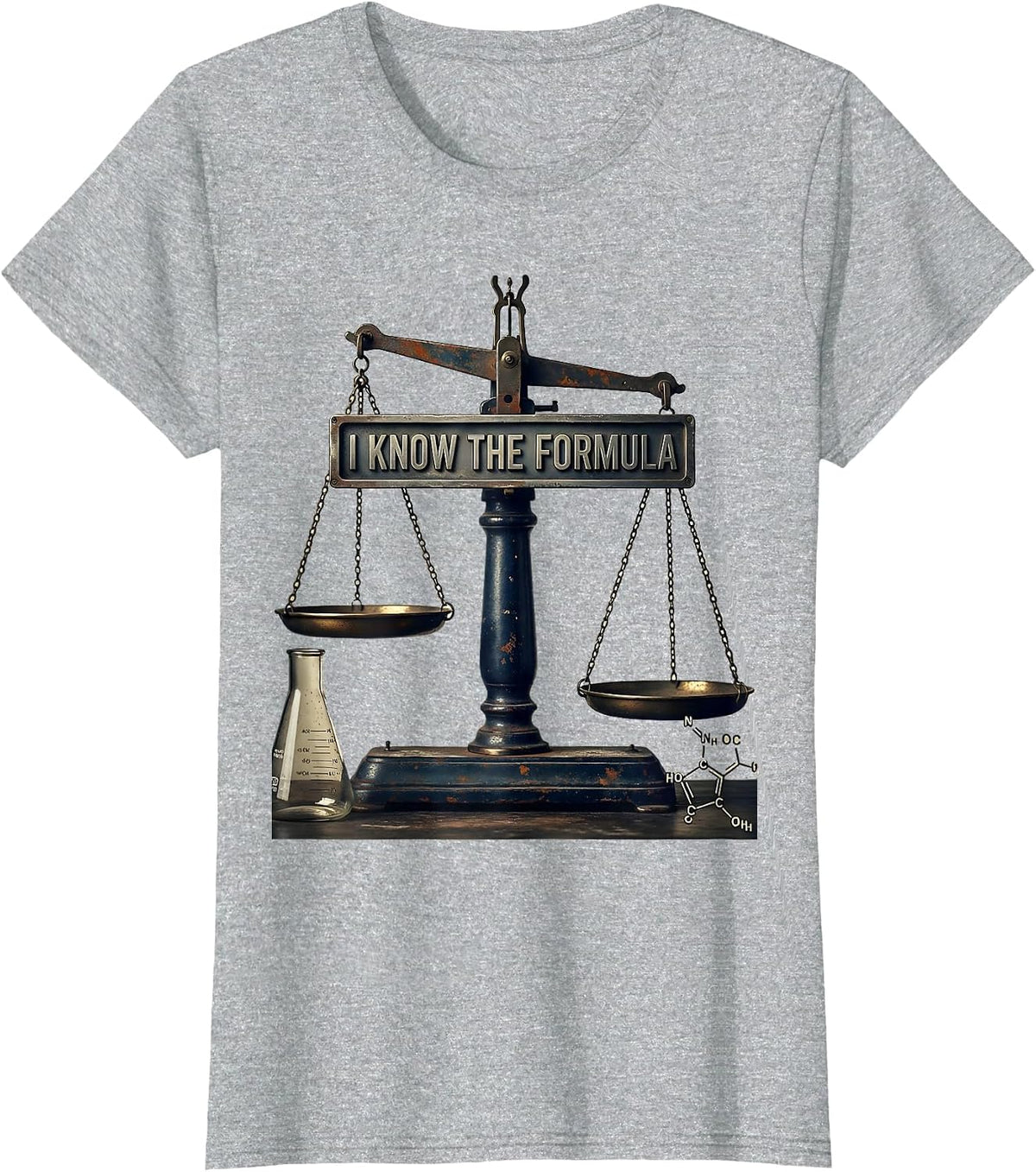 Women's I Know The Formula Vintage Chemistry Pun Science Teacher T-Shirt - Heather Grey